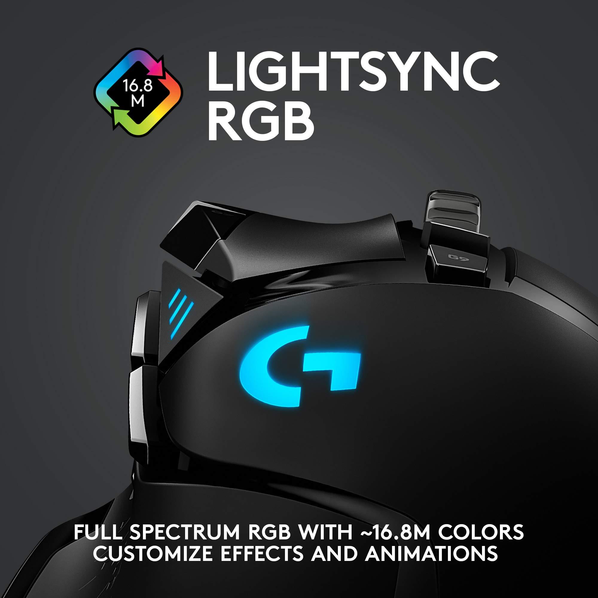Logitech G502 Lightspeed Wireless Gaming Mouse with Hero 25K Sensor, PowerPlay Compatible, Tunable Weights and Lightsync RGB - Black - Image 8