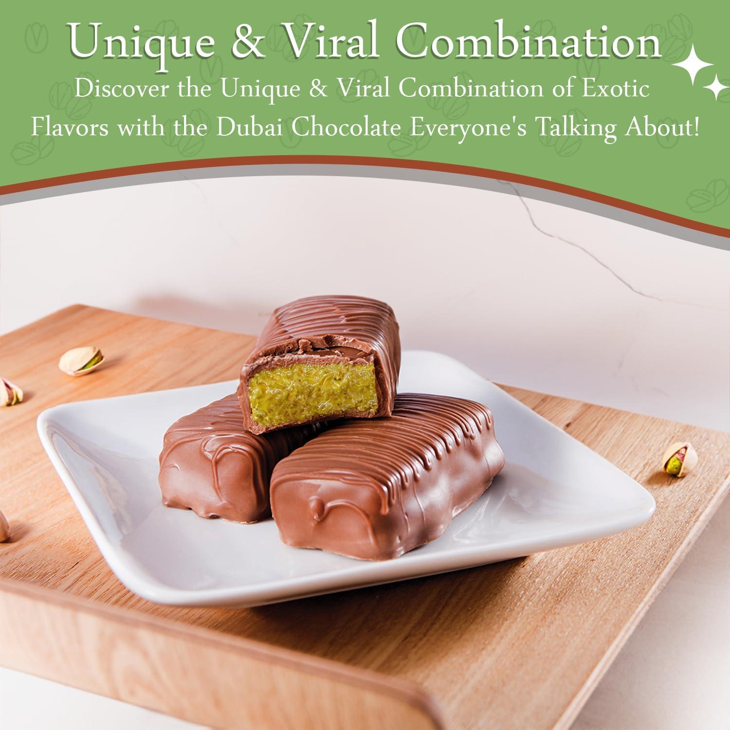 Dubai Chocolate Bar Pistachio Knafeh - Luxury Rich Milk Chocolate, Individually Wrapped Fresh, Premium Pistachio Cream Kataifi Filling (1 Pack) - Image 4