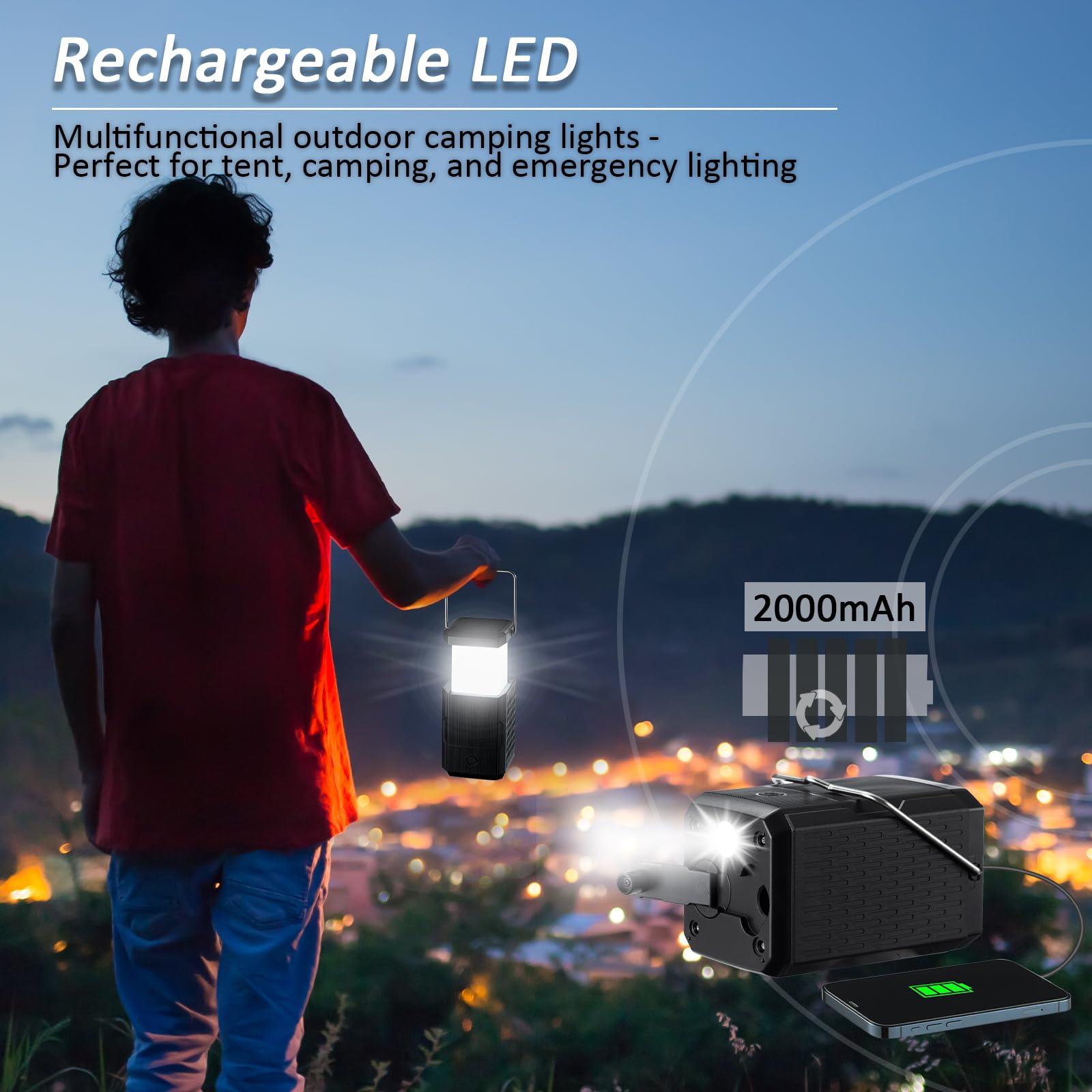 Camping Lantern Rechargeable, Hand Crank & Solar Camping Lights with USB Output, Tent Lights for Camping, Portable Camp Lamp, Camping Hurricane Home Power Failure Essentials (Black, 1 Pack) - Image 5