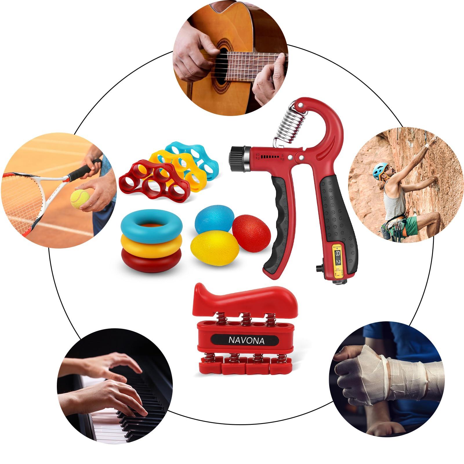 13 PCS Grip Strength Trainer Kit, Hand Gripper Strengthener, Forearm Strengthener, Finger Strengthener, Finger Exerciser, Stress Relief Ball, Forearm Workout Ring for Muscle Building and Injury Recover - Image 8