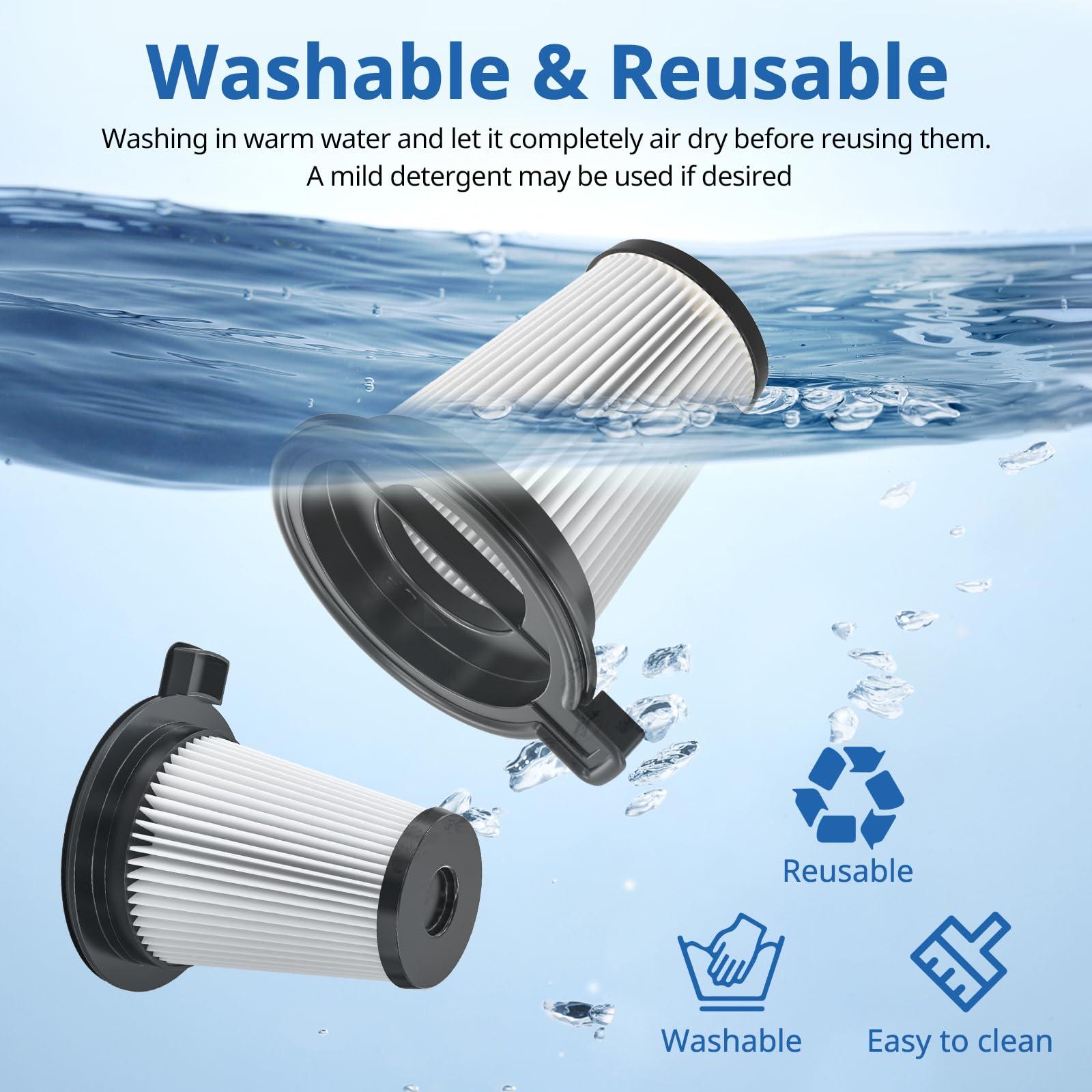 4 Pack Replacement Filters Compatiable with Wyze Cordless Vacuum Cleaner, Removable and Washable HEPA Filter Accessories Part Set with 1 Cleaning Brush for Wyze Handheld Cordless Vacuum Cleaner - Image 5