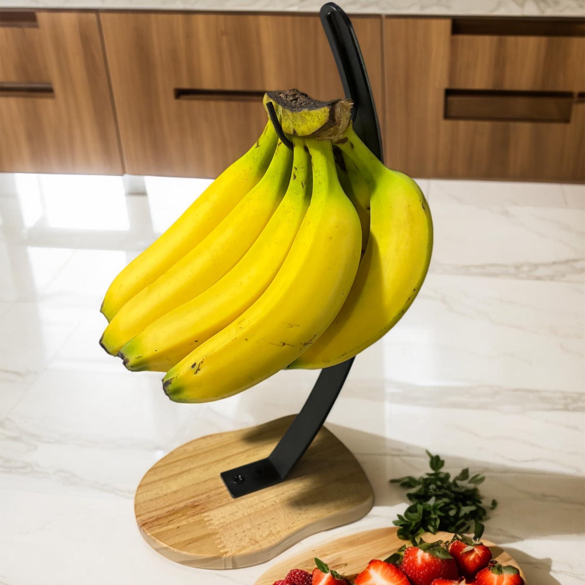 Premium Banana Holder Stand with Unique Wooden Base & Sturdy Metal Hook – Stylish Banana Hanger for Fresh Fruit/White Elegant Gift for Adult/stocking stuffers for Men/Women - Image 6