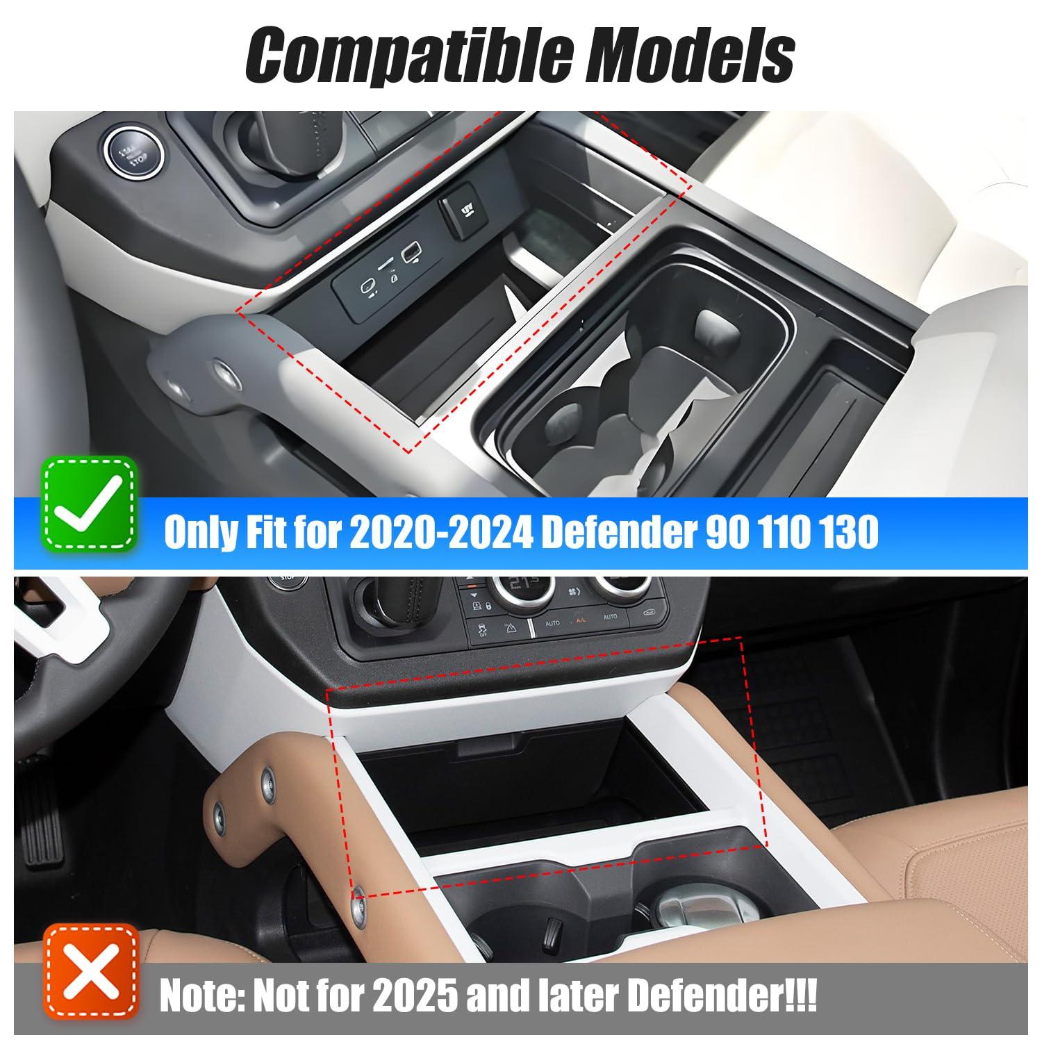 Dual Wireless Car Charger Compatible with 2020-2024 Land Rover Defender 90 110 130 15W Dual Wireless Fast Charging Smartphone Charger Tray with 27W USB & Type-C Center Console Accessories - Image 2