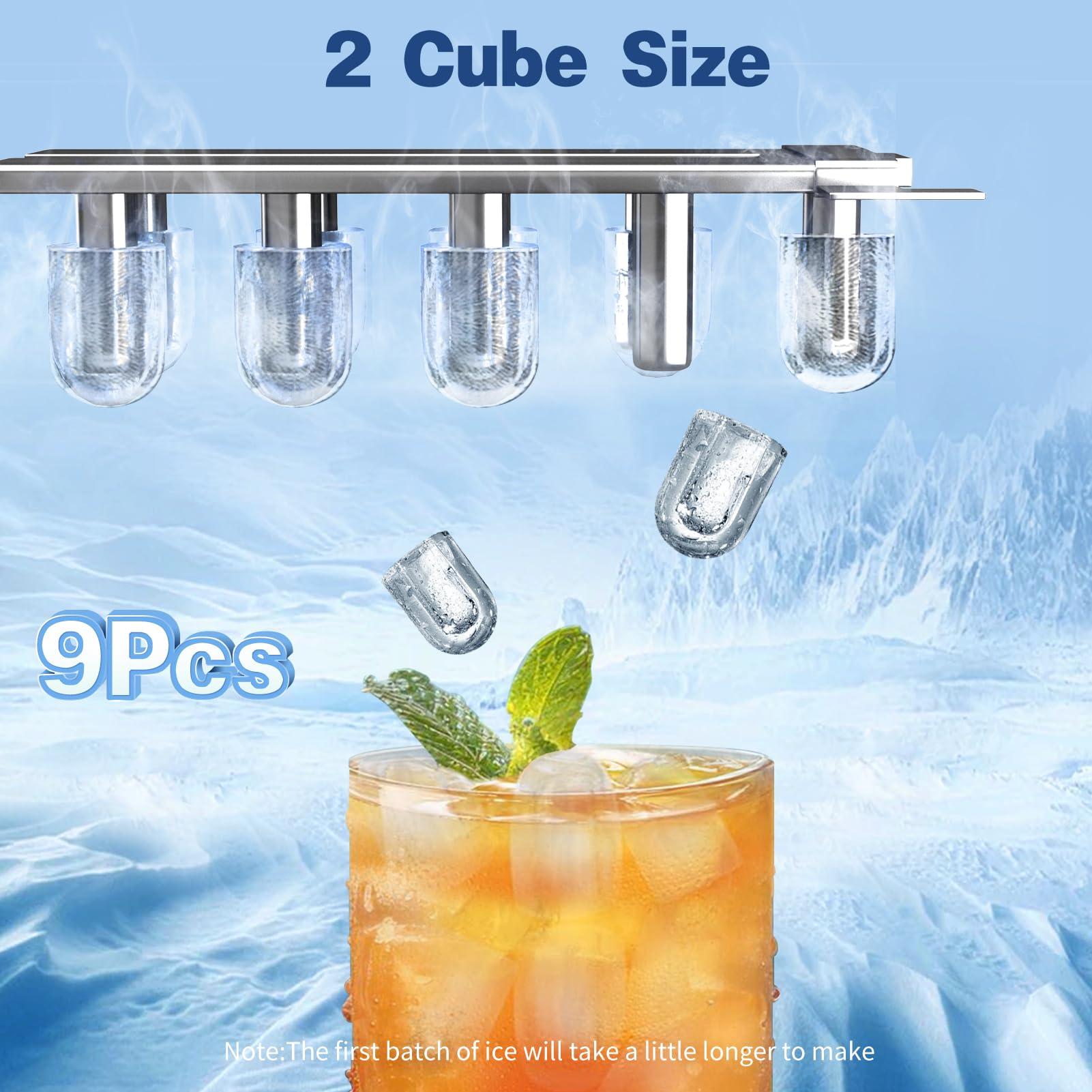 JINJUNYE Upgraded Ice Maker Countertop 28Lbs/Day, 15H Timer, 9 Ice Cubes in 6 Mins, Self-Cleaning Portable Ice Makers 2 Size Bullet Cube, Ice Machine Maker with Scoop, for Home, Kitchen, Camping - Image 3