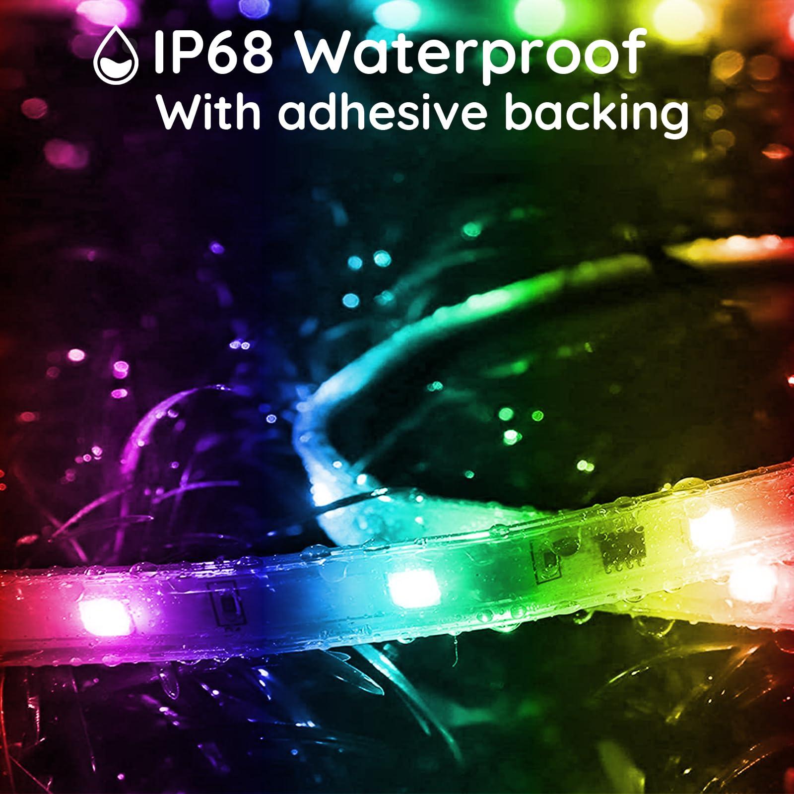 talkhigh 400ft Outdoor LED Strip Lights Waterproof,IP68 Outside Led Light Strips Waterproof with App and Remote,Music Sync RGB Exterior Led Rope Lights with Self Adhesive Back for Roof,Deck,Balcony - Image 7