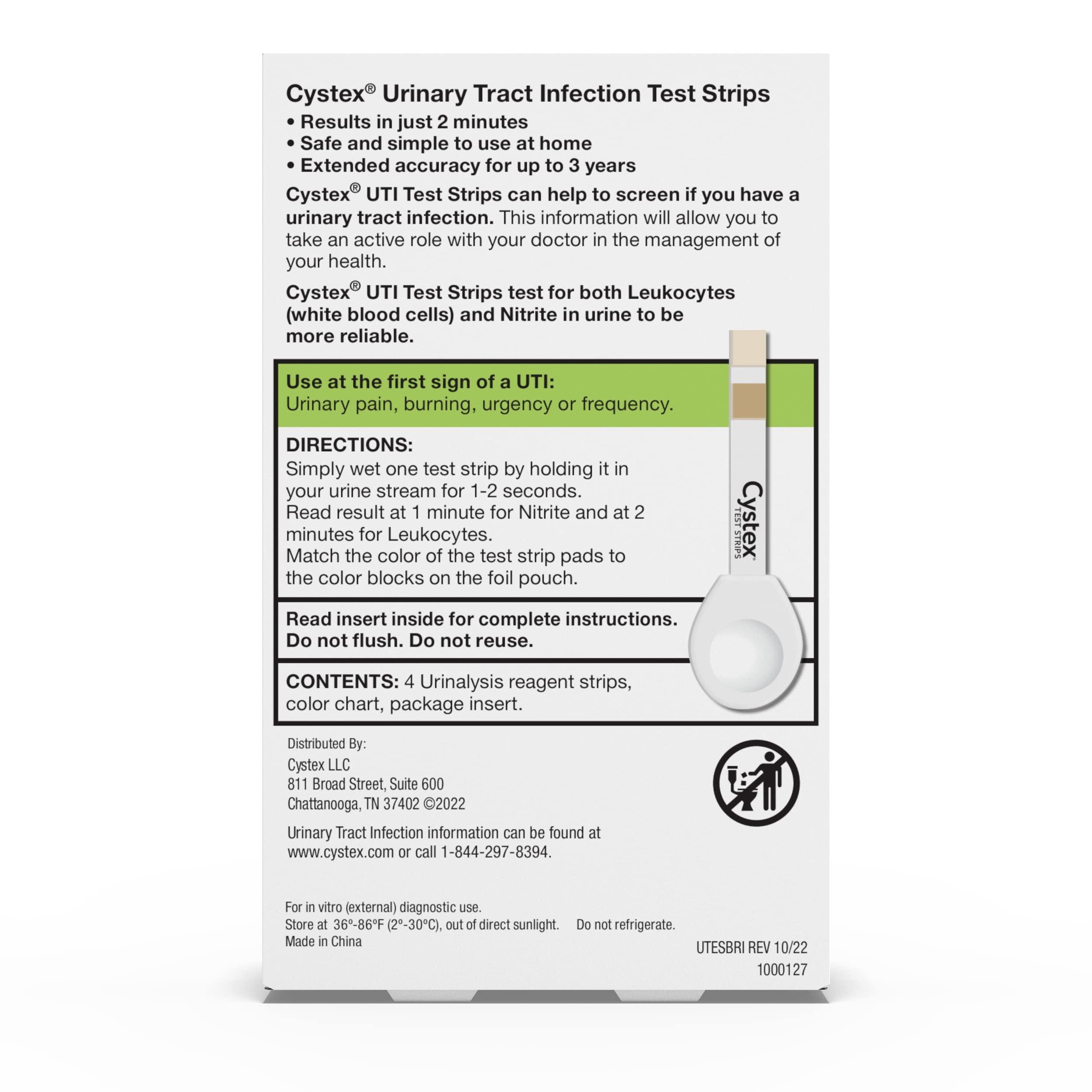 Cystex UTI Test Strips for Women & Men – At-Home Urinary Tract Infection Test with Fast, Accurate Results in 2 Minutes – FSA/HSA Eligible, Easy to Use, (4 Count) - Image 5