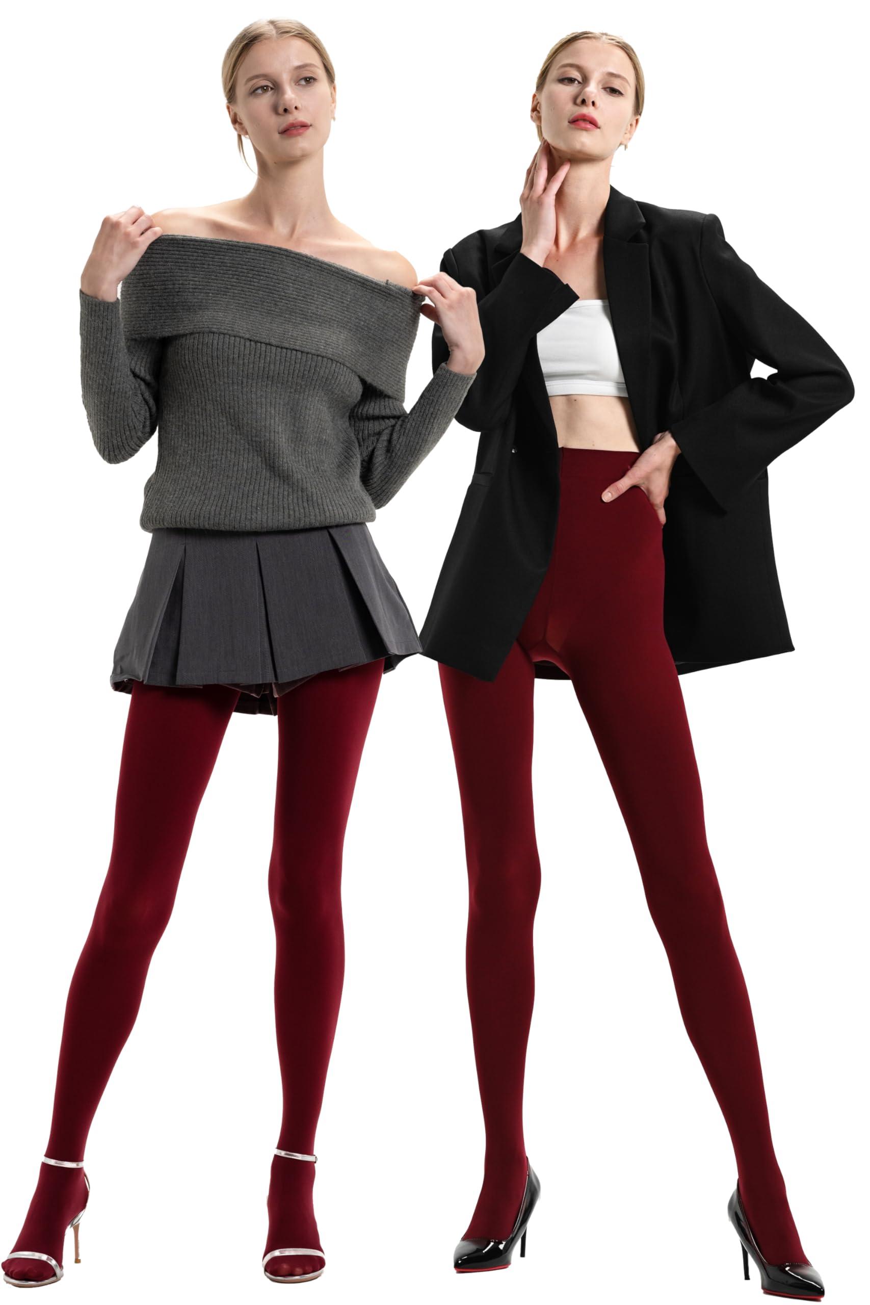 HeyUU Women's 80D Ultra Soft Opaque Tights, High Waist Solid Color Footed Pantyhose with 29 Colors - Image 4