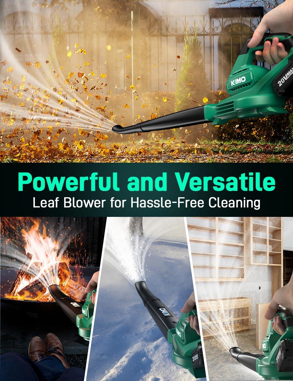 K I M O. Leaf Blower Cordless with Battery and Charger, 2000mAh Battery, Extension Tube, 200 CFM 170 MPH Lightweight Cordless Leaf Blower, Battery Operated Leaf Blowers for Lawn Care, Yard|Patio|House - Image 9