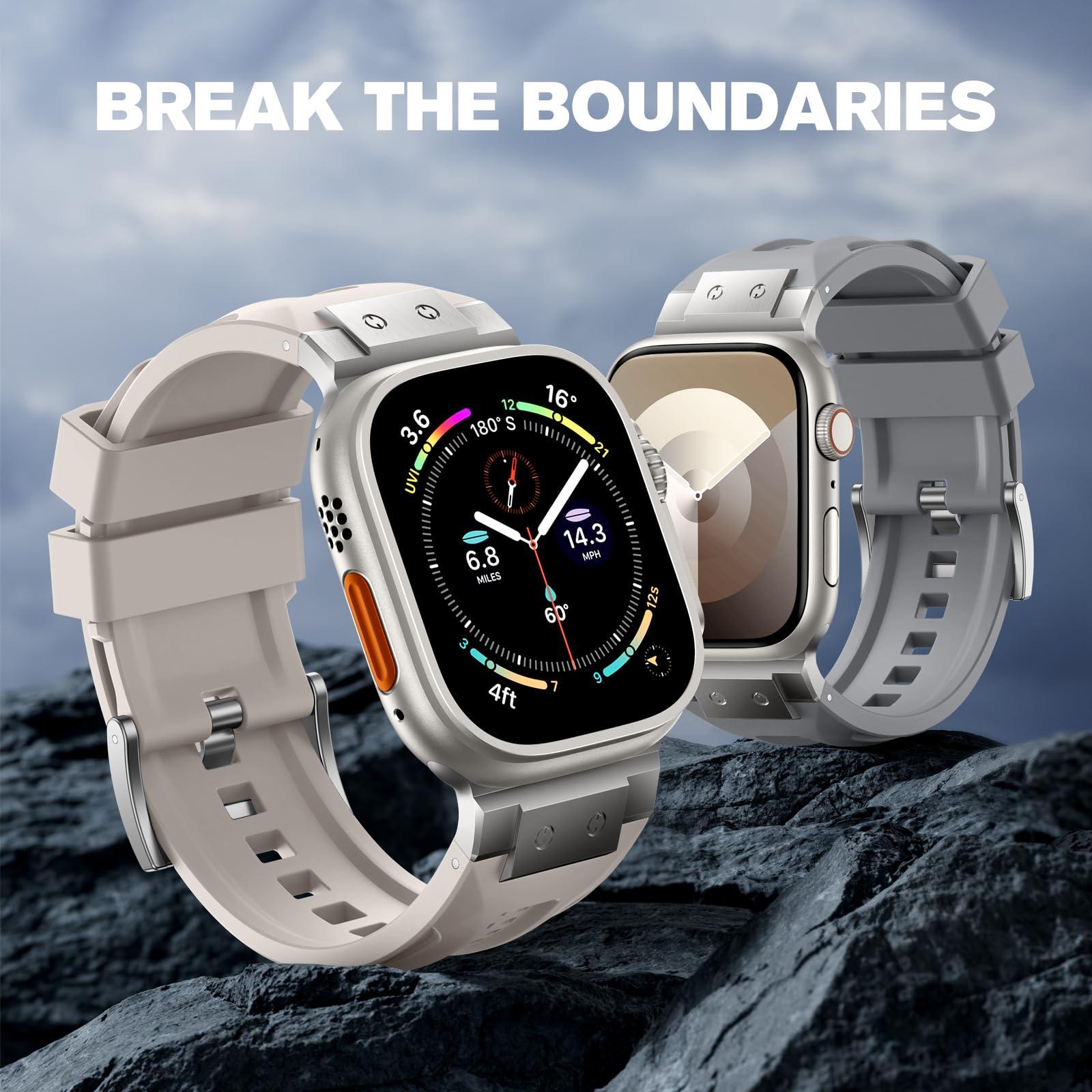 Bandletic R-Steel and 3 Pack R-Lite Fit Silicone Band, Speciall Designed for Apple Watch Ultra Bands for Men - Image 3