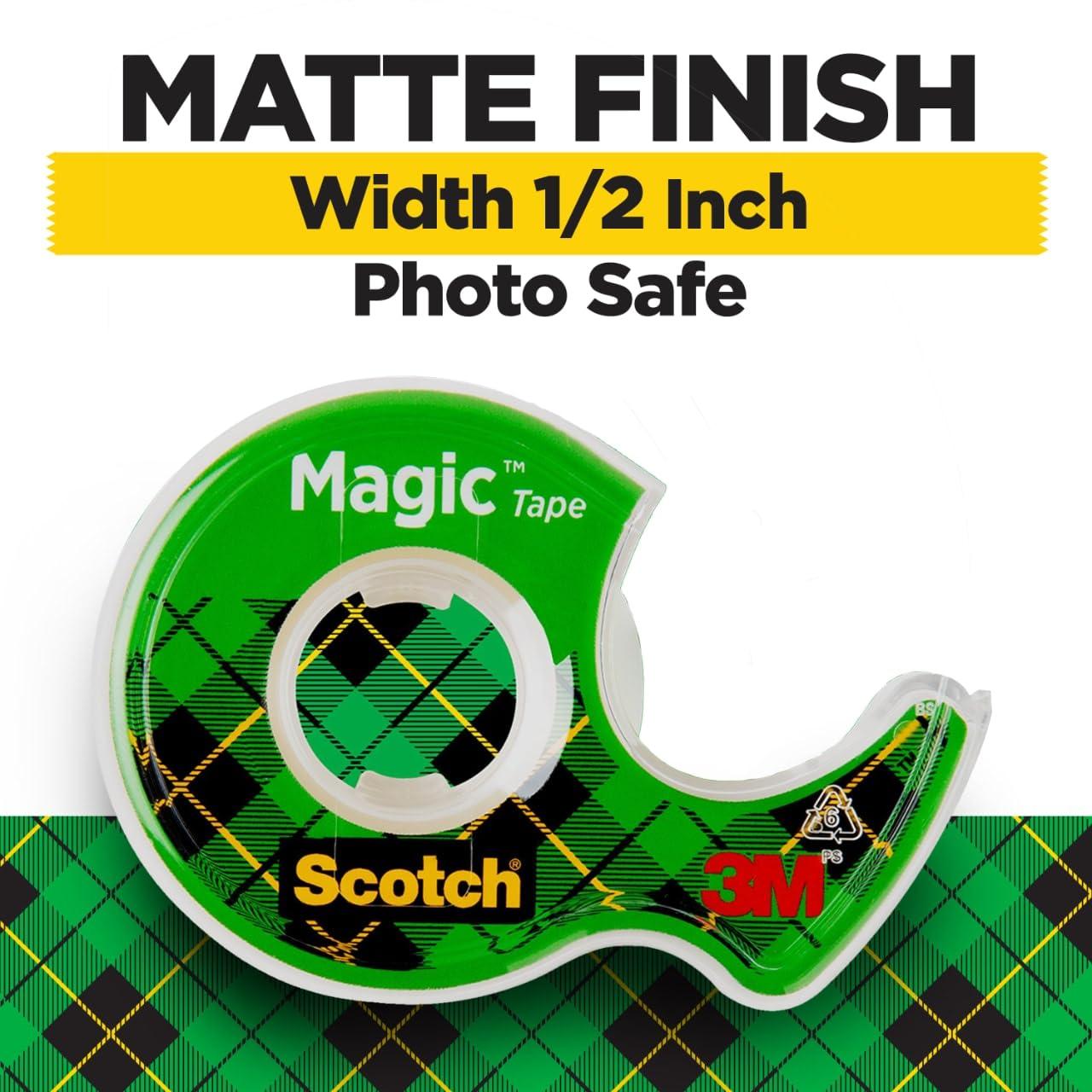 Scotch Magic Tape, 1 Roll, Numerous Applications, Invisible, Engineered for Repairing, 1/2 x 800 Inches, Dispensered (119) - Image 2