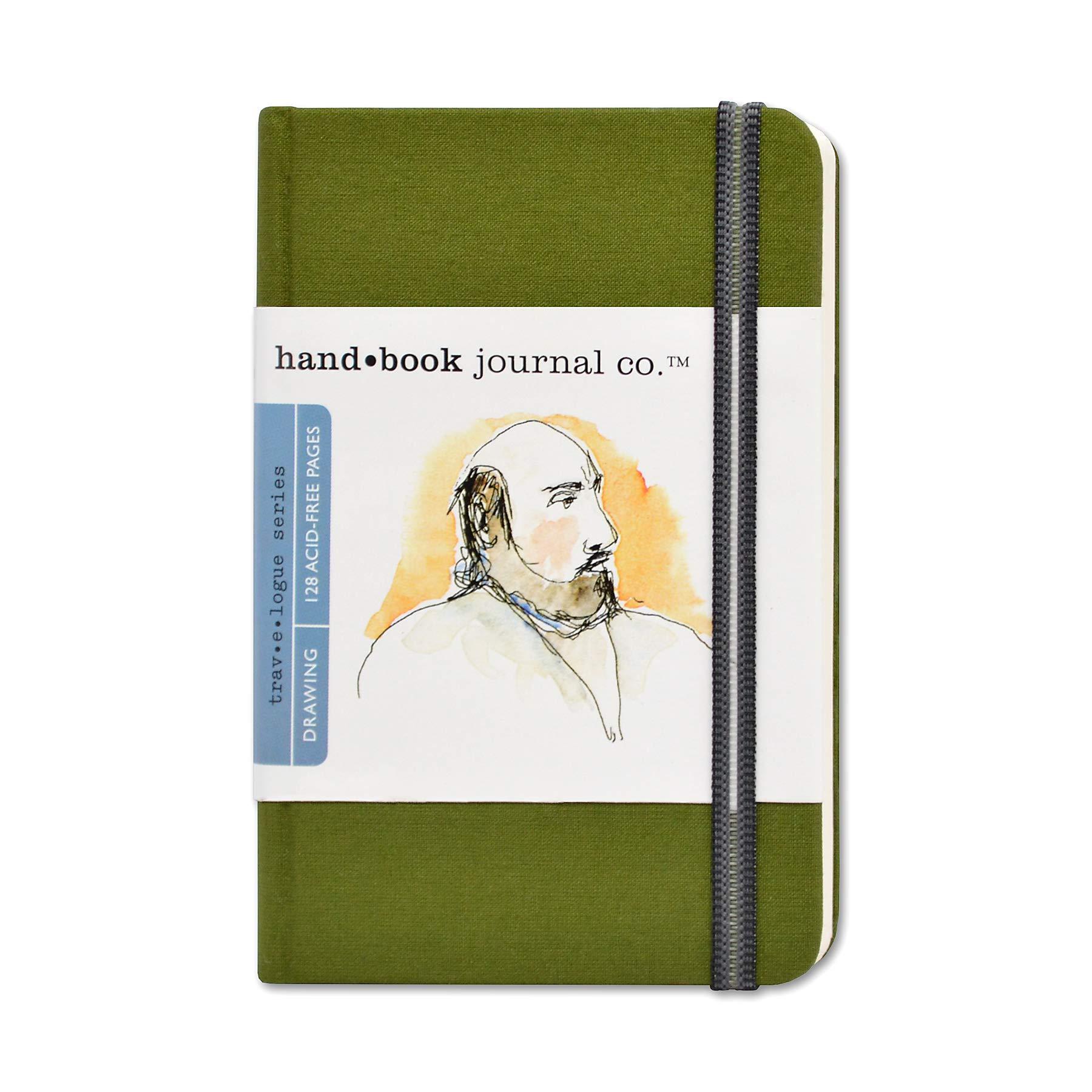Speedball Travelogue Pocket Portrait Sketchbook - 5.5" x 3.5" Artist Journal, 128 Sheets Buff Drawing Paper, Cadmium Green Cover