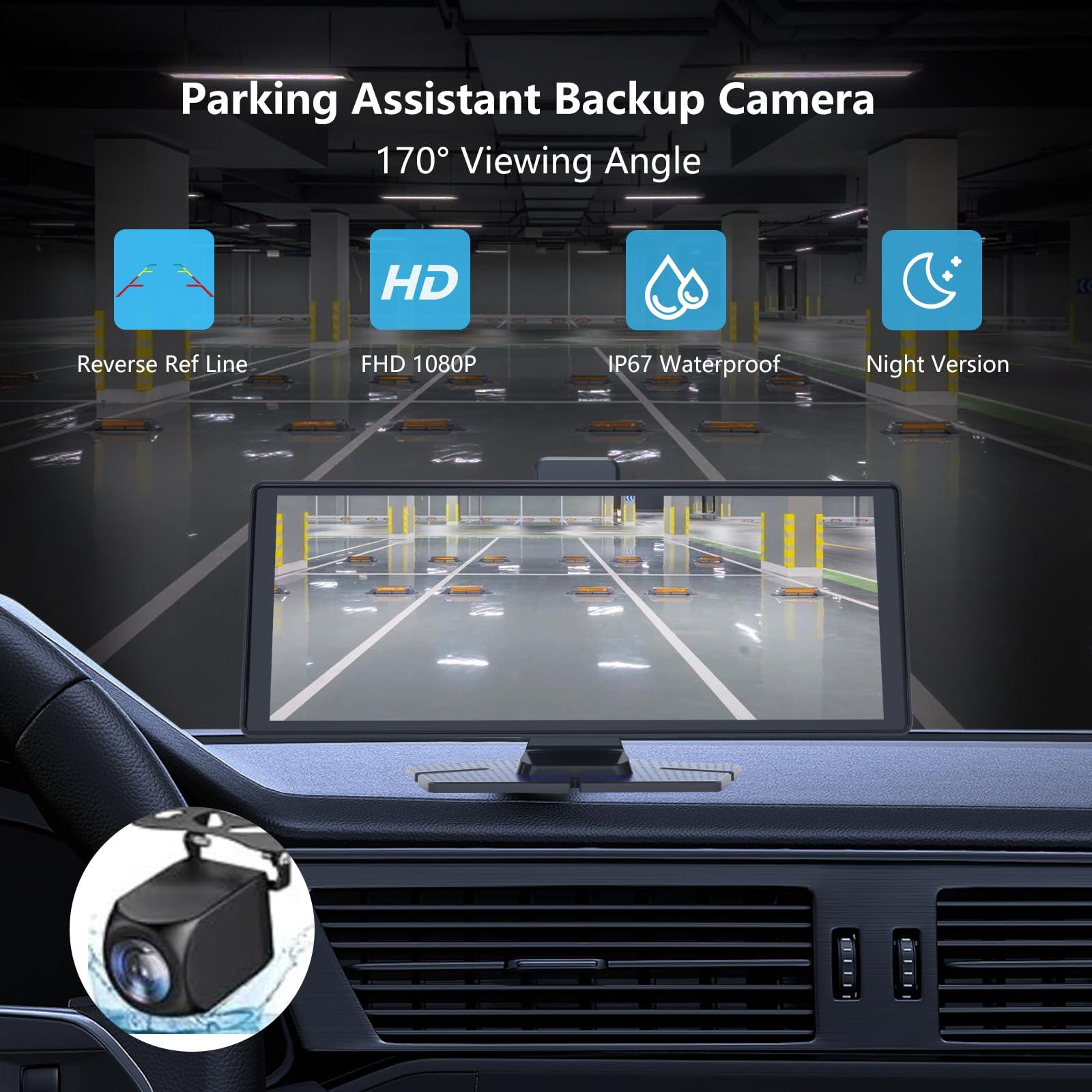 VNEIMQN 10.26" HD Carplay Screen for Car, Portable Wireless Apple Android Auto Car Play Stereo with Voice Control, 4K Dashcam, 1080P Backup Camera, Mirror Link, Bluetooth GPS - Image 6