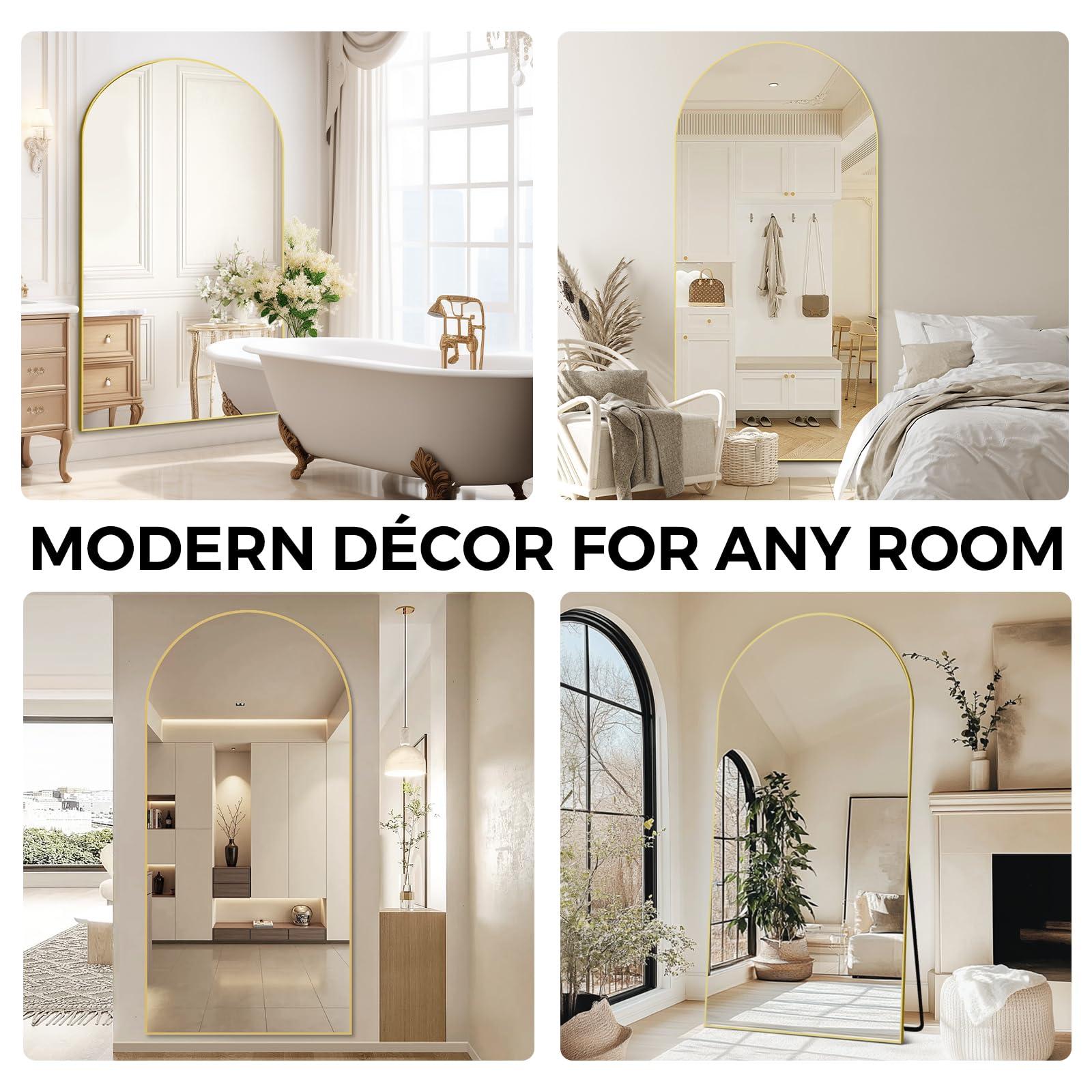 ABSWHLM Oversized Full Length Mirror 78x38 Inch - Wall Mounted or Standing Floor Mirror with Aluminum Alloy Frame, Shatterproof Tempered Glass - Modern Mirror for Bedroom, Living Room, Closet, Gold - Image 7