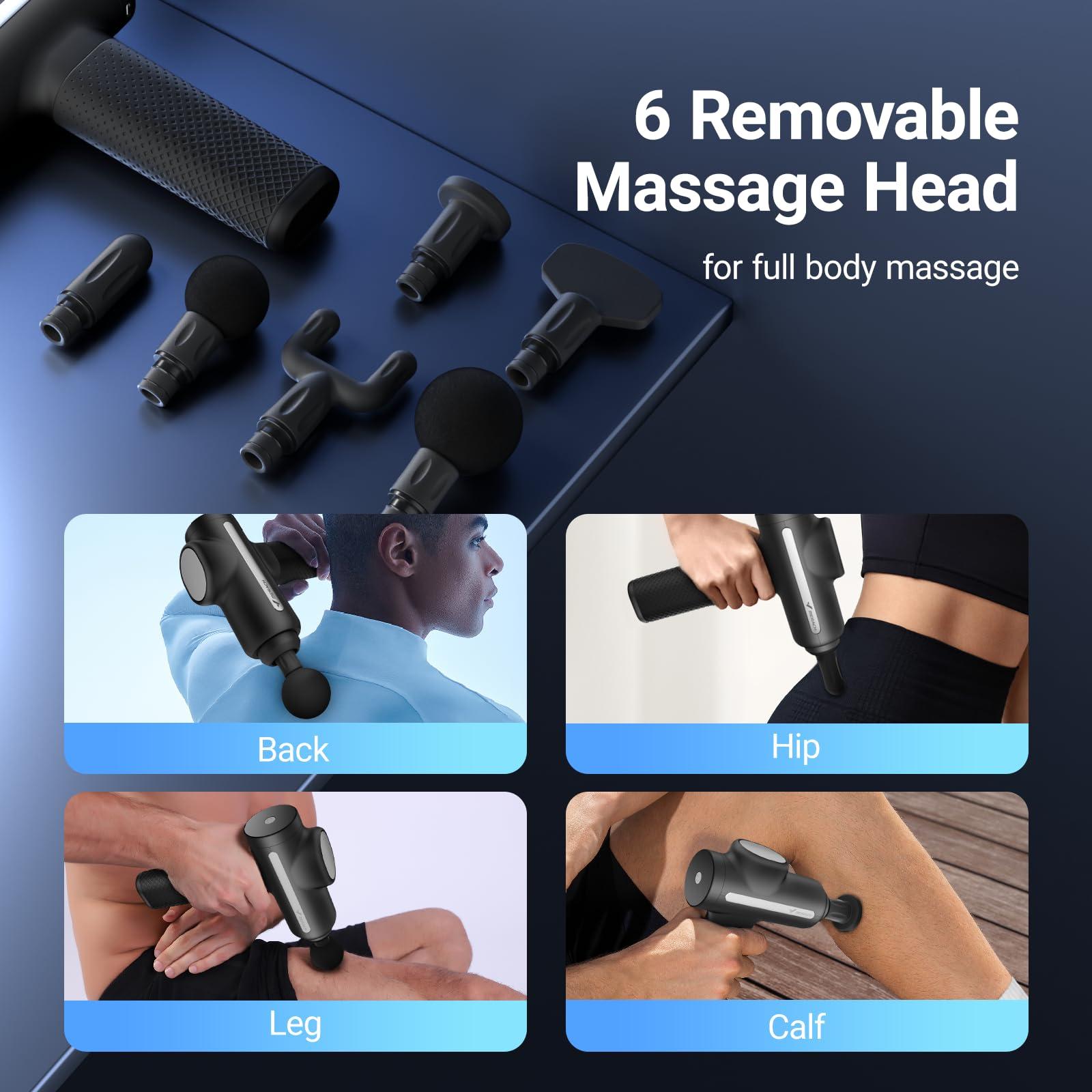 MERACH Massage Gun Deep Tissues, Percussion Massager Tools with 6 Massage Heads, Portable Hand Held Muscle Massagers for Pain Relief Deep Tissue, Cool Gifts for Men and Women - Image 6
