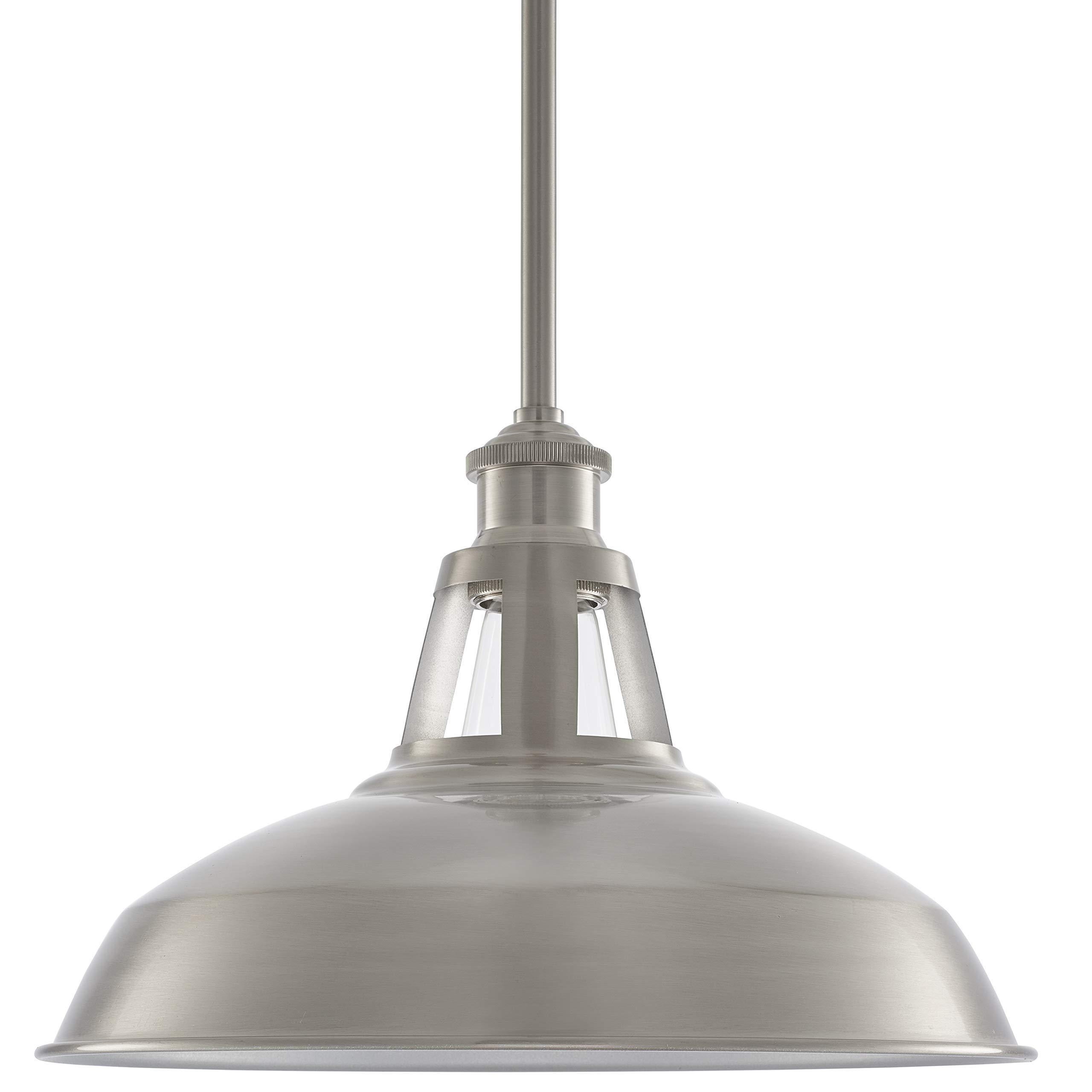 Olivera 12 inch Pendant Light | Brushed Nickel Pendant Lighting for Kitchen Island with LED Bulb LL-P855-1BN - Image 6