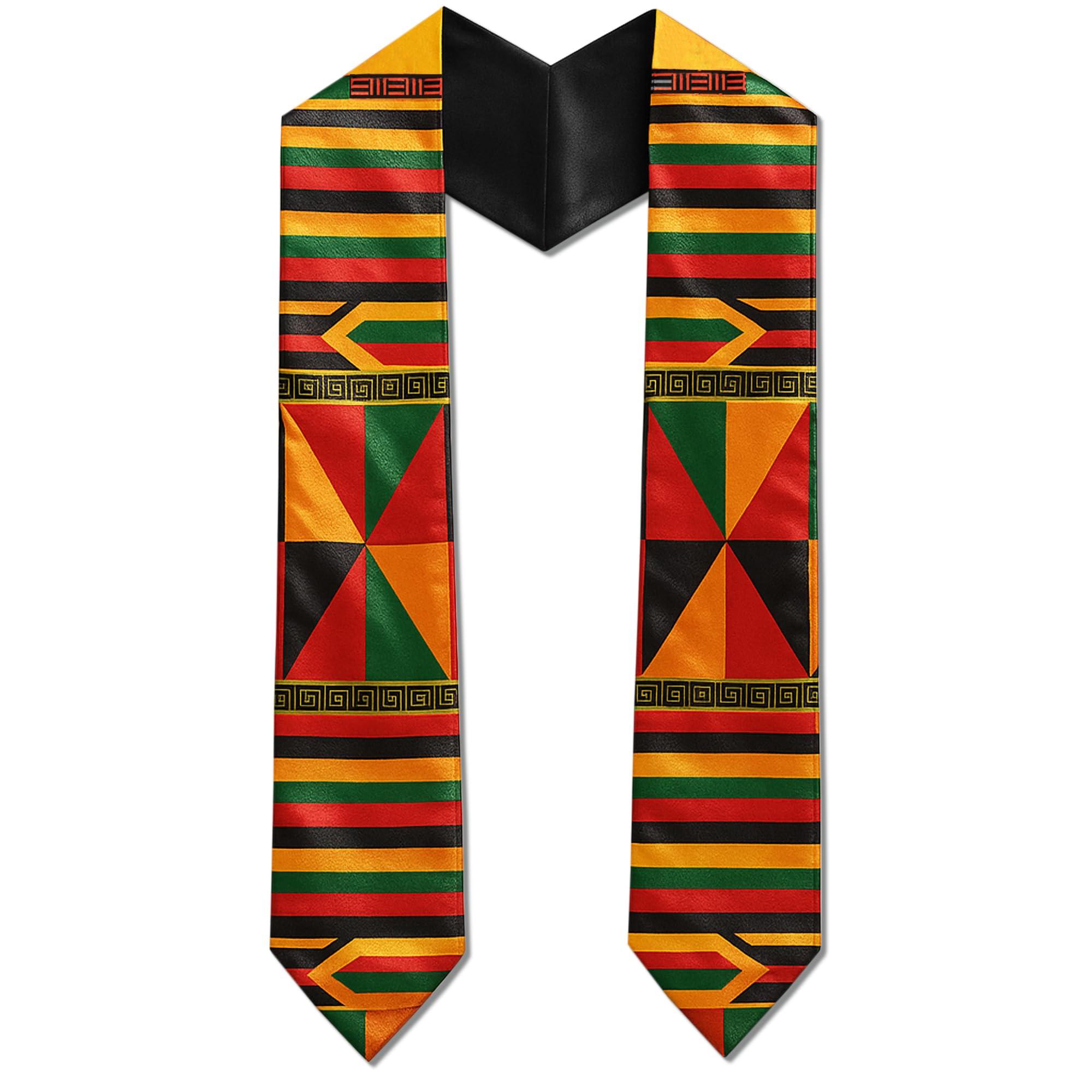 Adult Graduation Stole - Traditional African Kente Design | 60” Long Beautiful Satin Cloth