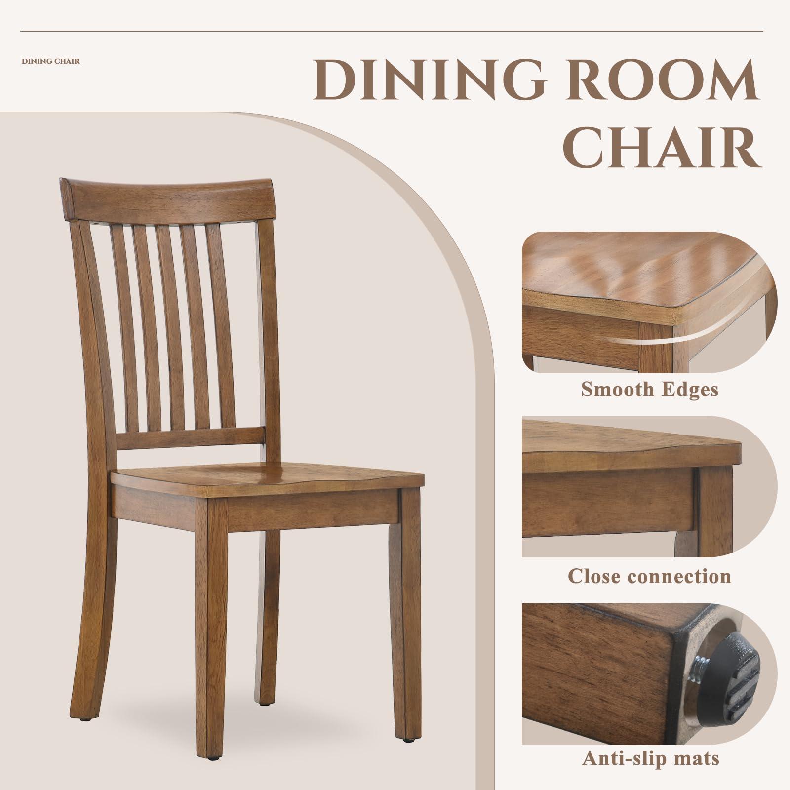 COLAMY Wooden Dining Chairs Set of 4, Spindle High Back Windsor Kitchen Side Chair, Farmhouse Dining Chairs for Kitchen and Dining Room, Light Brown - Image 3