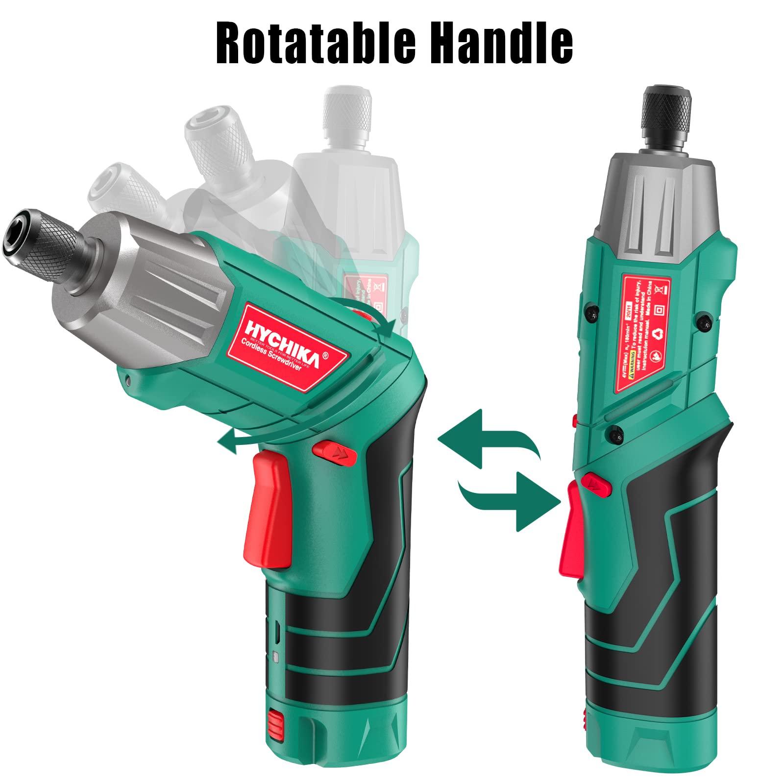Cordless Screwdriver, HYCHIKA 4V 2.0Ah Electric Screwdriver Rechargeable Screw Gun & Bit Set, Front LED and Rear Flashlight, Ratchet Wrench, DC Charging with USB Cable, 36pcs Accessories - Image 7