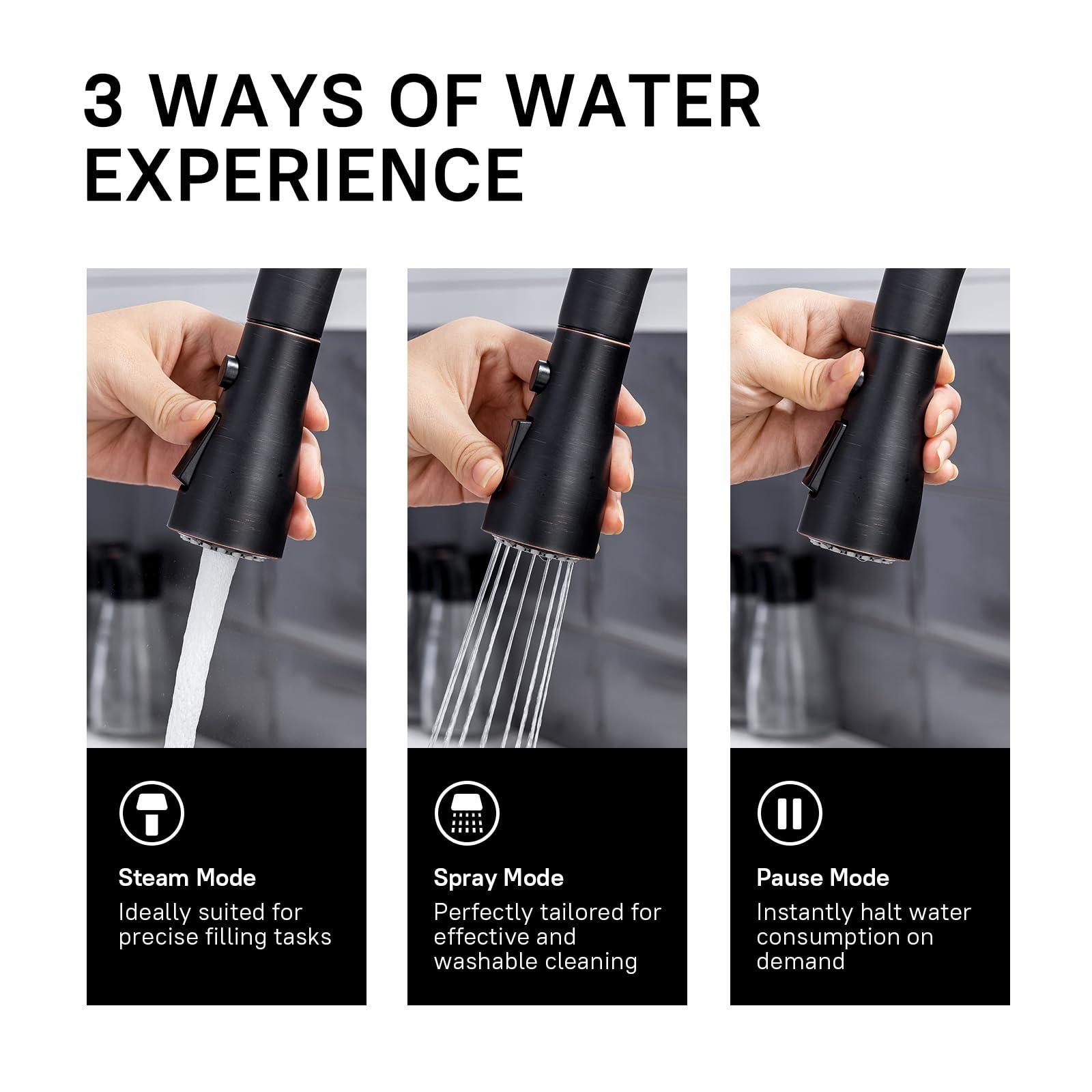 WEWE Kitchen faucets with Pull Down Sprayer, Farmhouse Kitchen Faucet Oil Rubbed Bronze Commercial Modern high arc Stainless Steel Single Handle Single Hole for Utility rv Laundry Sinks - Image 5