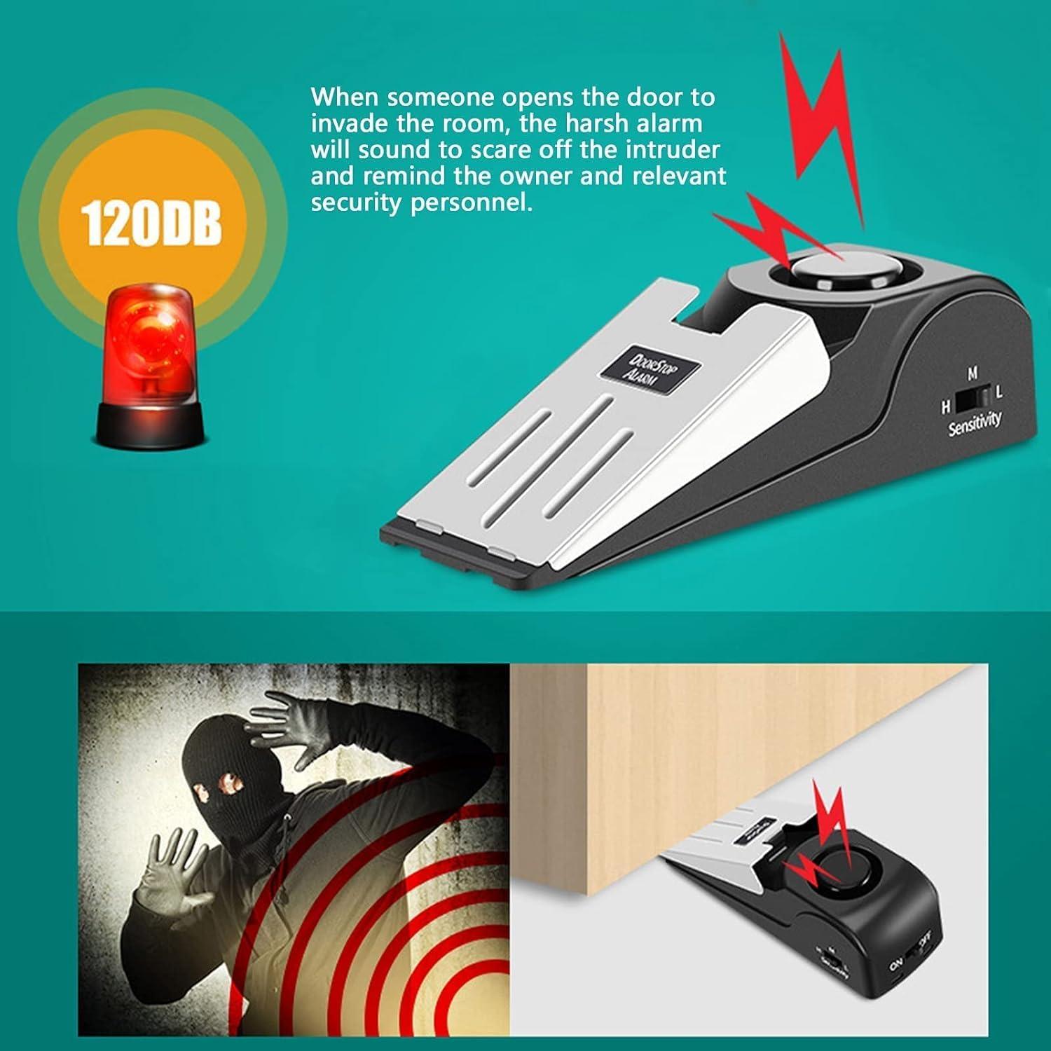 Portable Door Lock & Door Stop Alarm Set, Dual Protection Home Security Door Kit, Travel Hotel Lock Devices Pocket Self Defensey Tools for Traveling Hotel Home Apartment,Red - Image 4
