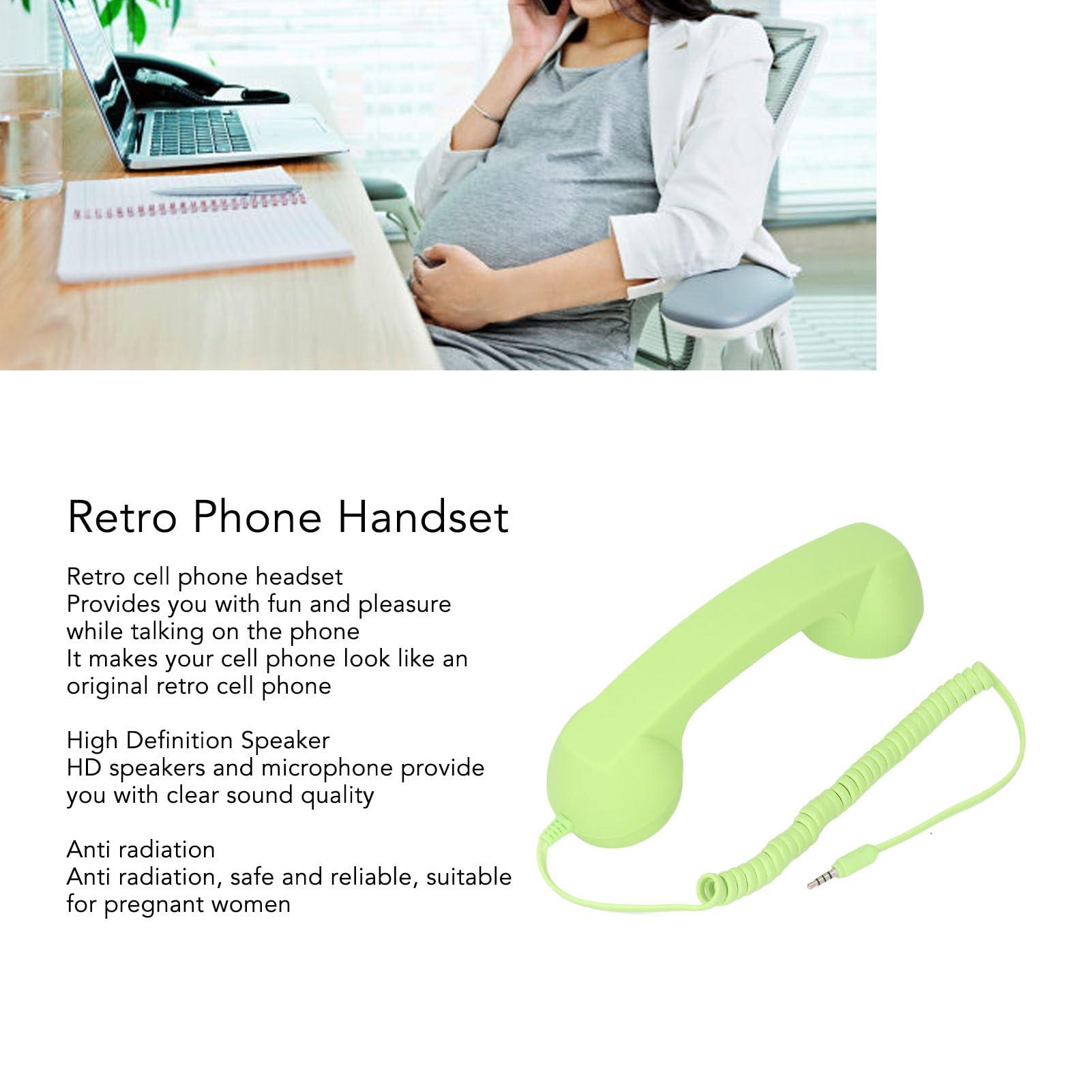 3.5mm Vintage Retro Telephone Handset, Cell Phone Receiver, Radiation Proof Retro Handset, Microphone Speaker for Cellphone Smartphone, Handheld Old Telephone Headset (Green) - Image 2