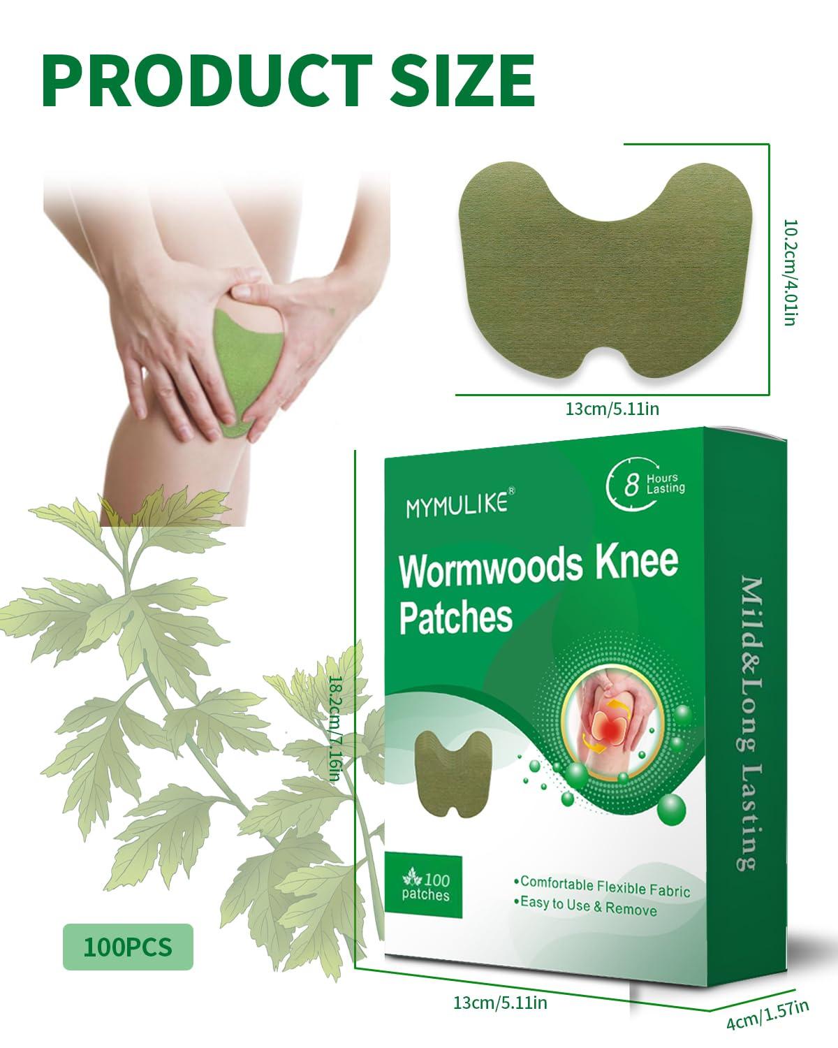MYMULIKE Knee Patches, 100 Count Warming Natural Herbal Plaster Knee Patches, Wormwood Extract Sticker 8 Hours Lasting Reduction Joint Discomfort for Knee, Back, Neck, Shoulder - Image 7