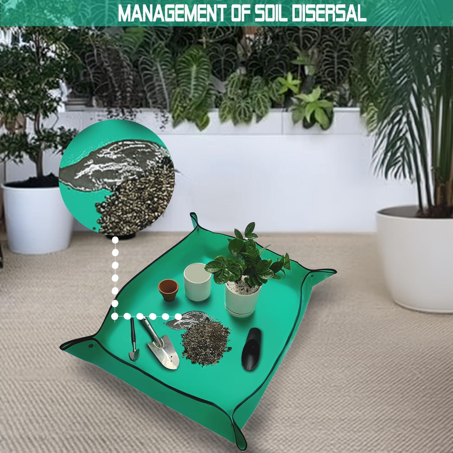 OXIHOUSE&CO- Repotting Mat, 26.8"x26.8", Green, Perfect for Indoor & Outdoor Plants, Easy Storage, Durable Design, Potting Mat, Gift for Women Plant Gifts for Plant Lovers - Image 5