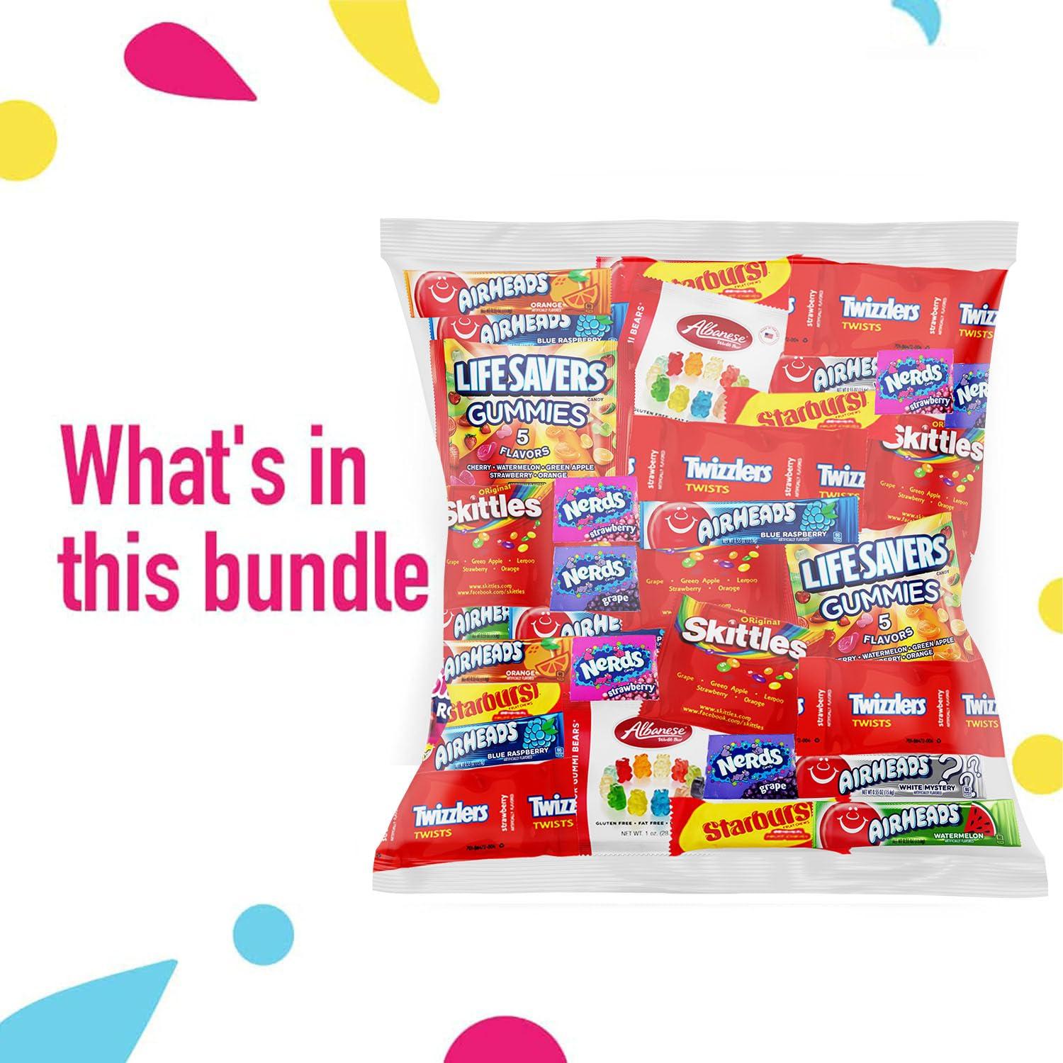 Halloween Bulk Assorted Fruit Candy - Starburst, Skittles, Gummy Life Savers, Air Heads, Sour Punch, Haribo Gold-Bears, Gummy Bears & Twizzlers (32 Oz Variety Pack) - Image 2