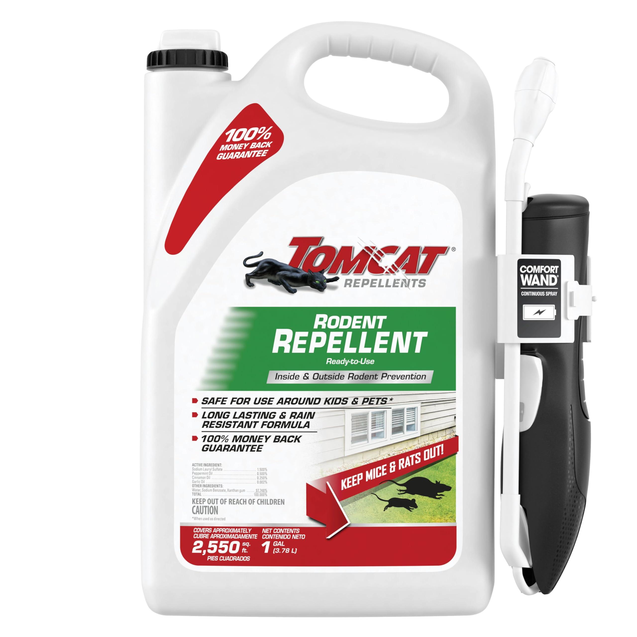Tomcat Repellents Rodent Repellent Ready-to-Use, For Indoor and Outdoor Mouse and Rat Prevention with Peppermint, Cinnamon and Garlic Essential Oils, 1 gal.