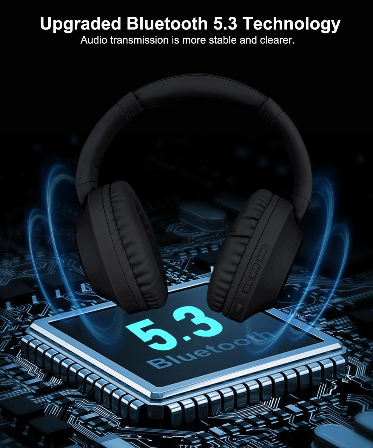 XuanGui Over Ear Wireless Bluetooth Headphones, 20H Playtime Wireless Headphones, HiFi Stereo and Lightweight Foldable Headphones with FM Radio, SD/TF for Home Work NX300, Black - Image 2