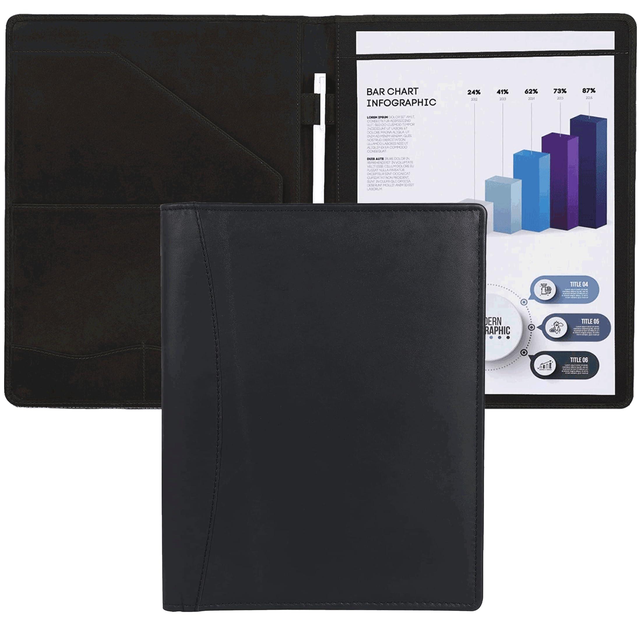 Succor Genuine Leather Portfolio – A4 Business Padfolio & Document Holder, Professional Leather Binder Organizer for Men & Women, Resume Folder, 13x10 Inch – Black - Image 9