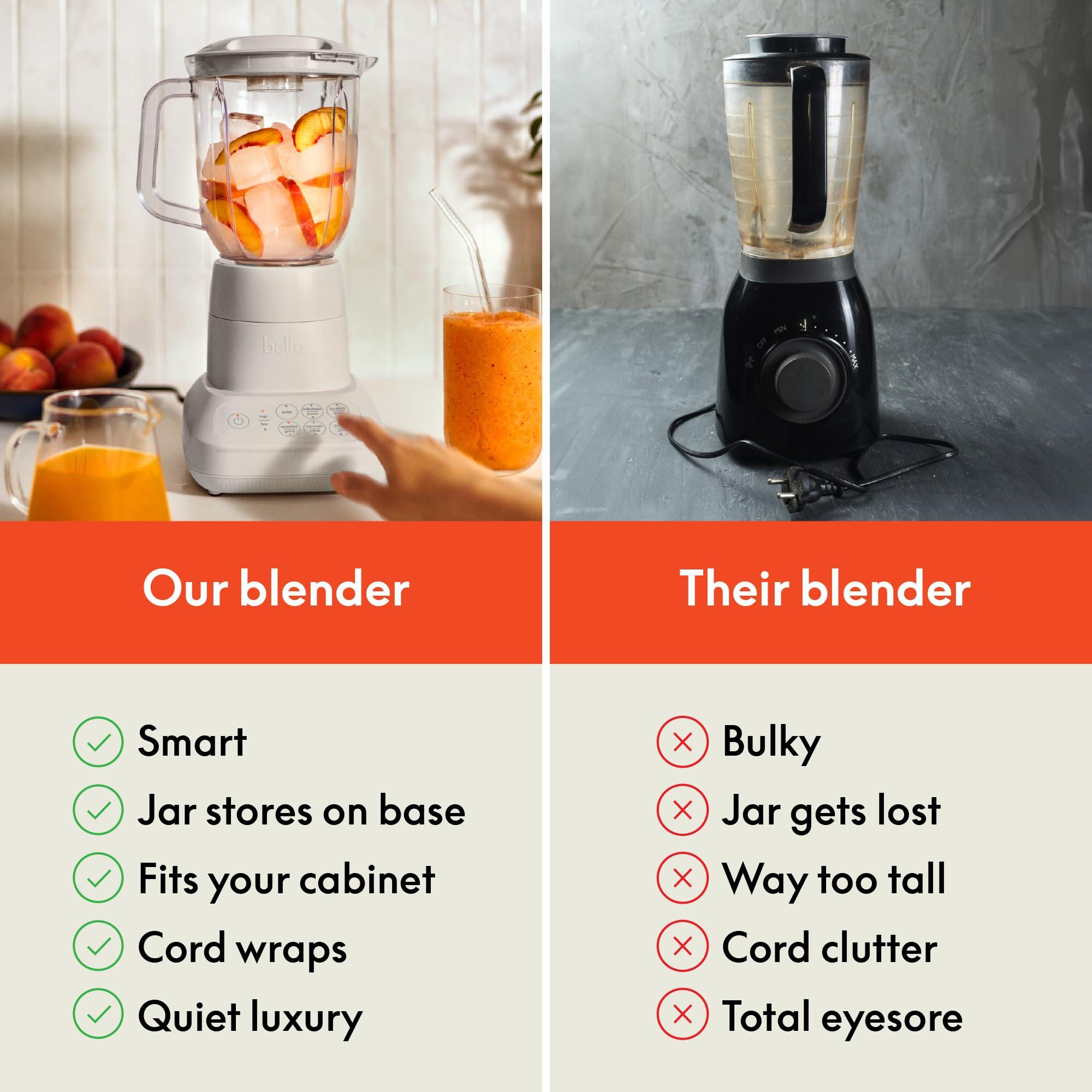 bella 10 Speed Countertop Blender, Juicer & Smoothie Maker, Fits-anywhere™ Kitchenware, Slim Flip & Store Design, Dishwasher Safe 48oz Capacity Pitcher & Lid, Stainless Steel Blade, 450 Watt, Oatmilk - Image 7