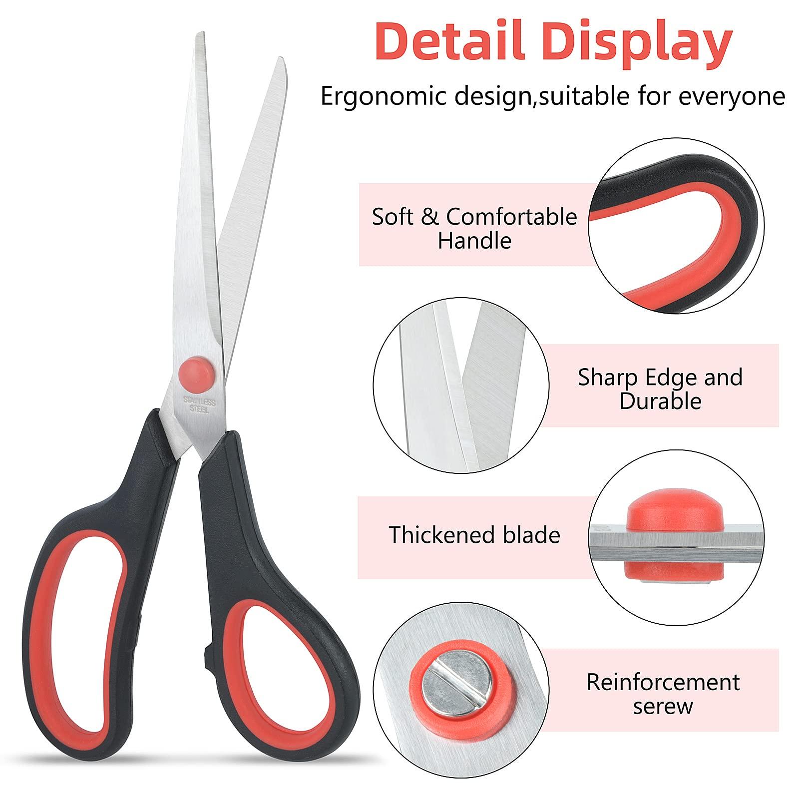 Scissors All Purpose for Office Heavy Duty, 8" Scissors Bulk Pack of 12 for Home Craft Sewing Fabric Supplies, High/Middle School Student Teacher Scissor,Right/Left Handed - Image 6