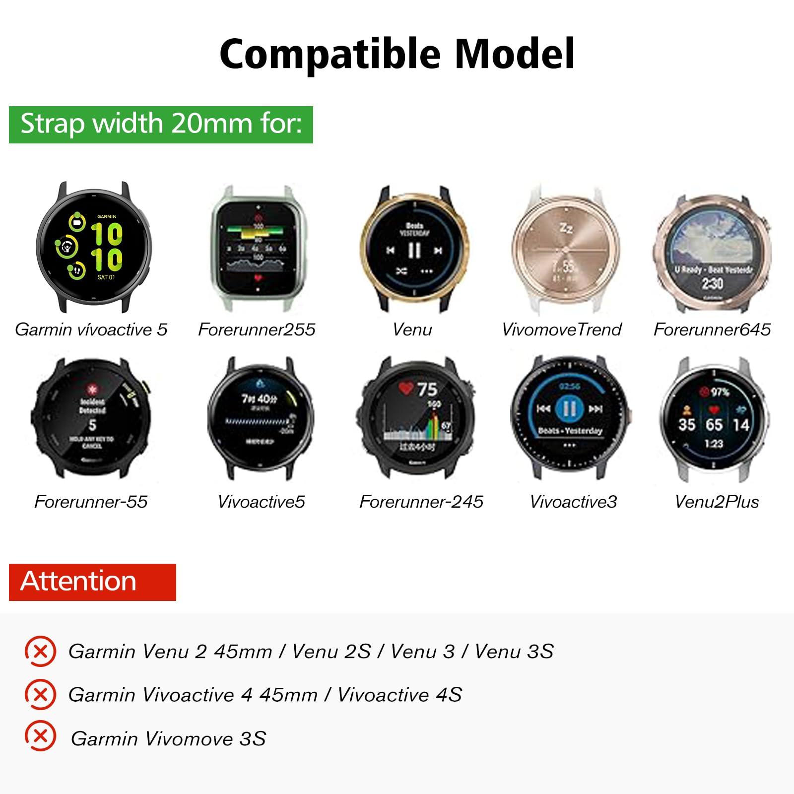 FINTIE Magnetic Braided Band Compatible with Garmin Vivoactive 5/6/Vivoactive 3, Garmin Venu/Venu Sq/Sq 2/Forerunner 55/165/645/245 Music, 20mm Stretchy Nylon Elastic Sport Strap - Image 2