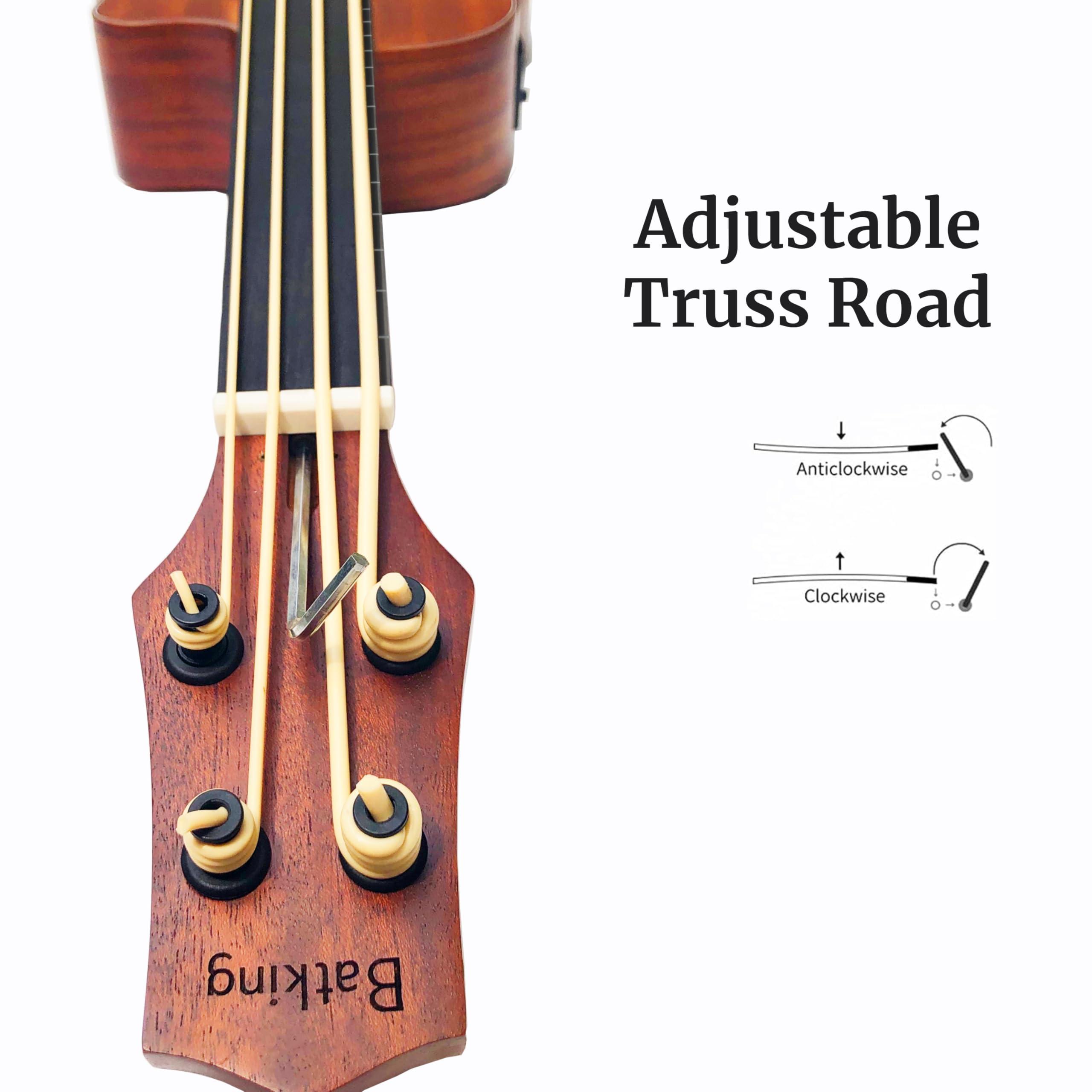 Batking Ubass Electric Ukulele Bass, 30 inch Baritone Bass Ukelele Fretless, Electric Acoustic Bass Uku Wtih Gig Bag (Machine Head Upgraded, Fretless Ubass) - Image 5