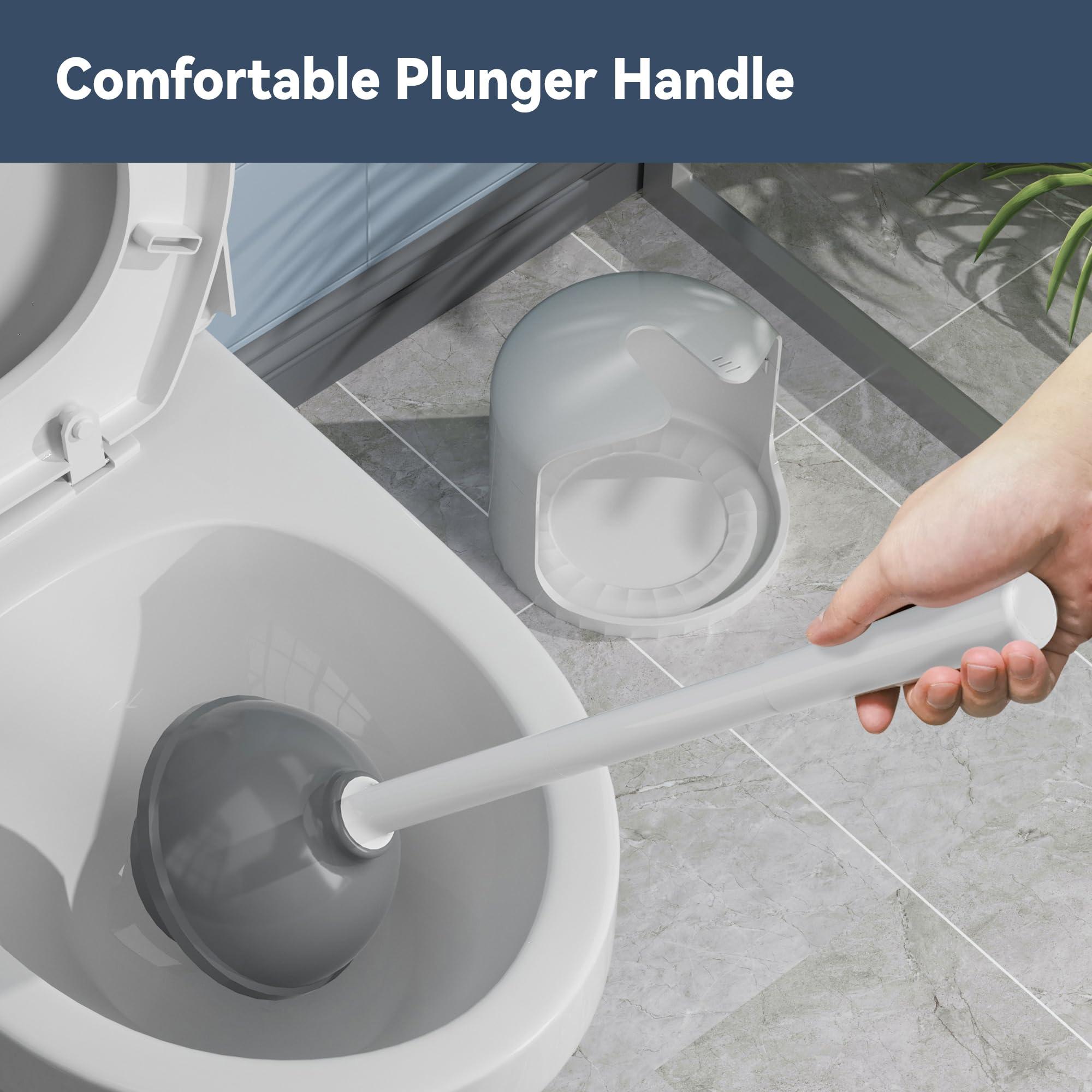 Toilet Plunger with Holder, Plunger with Holder for 5.3-inch Toilet Drain, Plungers for Bathroom with Holder, Toilet Plunger Heavy Duty (1, White) - Image 5