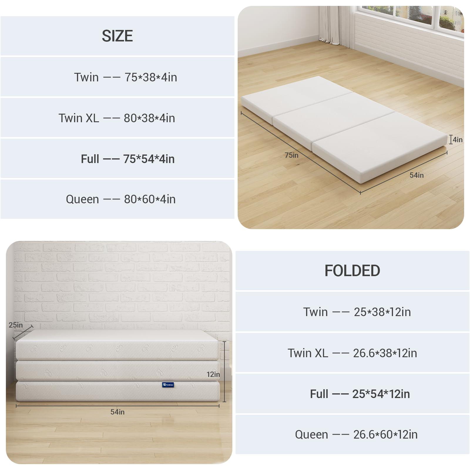 Avenco Folding Mattress, 4 Inch Trifold Mattress, Twin Size Folding Mattress for Indoors, RV/Camper Van, Travel, Camping, Guest Room-Breathable Cover & Non-Slip Bottom - Image 3