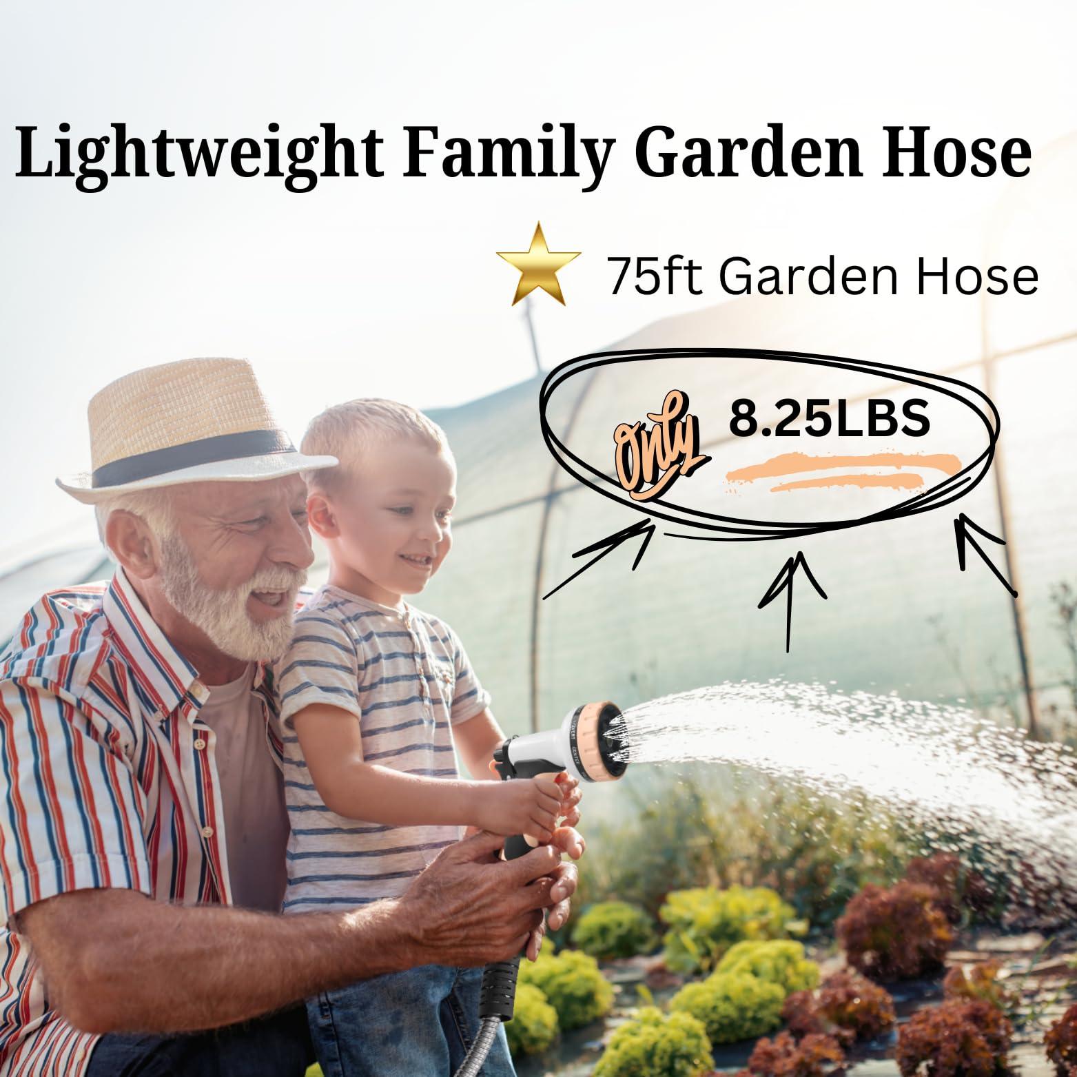 Floral Drip Garden Hose 75 ft- Flexible Light Weight Metal Water Hose (8.25 lbs). Non Expandable, No Kink, Pet and Rust Proof Hose. For Outdoor Use. Manguera Para Jardin. BONUS 10-way Spray Nozzle - Image 6
