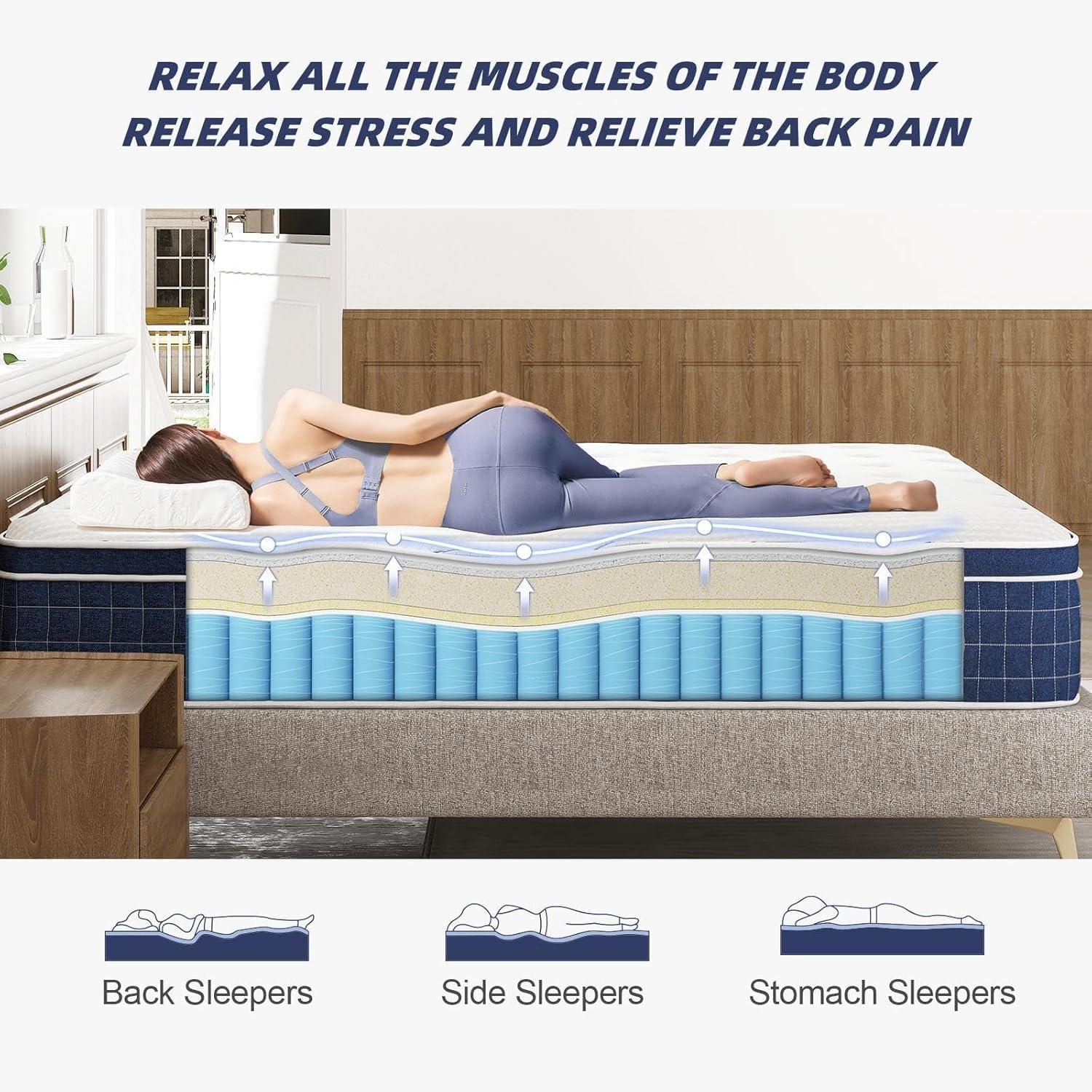 EEN EEN SLEEP Full Size Mattress [Upgraded Strengthen] 12 Inch Firm Full Mattress in a Box, Hybrid Mattresses with Gel Memory Foam and Independent Pocket Springs, Release Stress, Strong Edge Support - Image 4