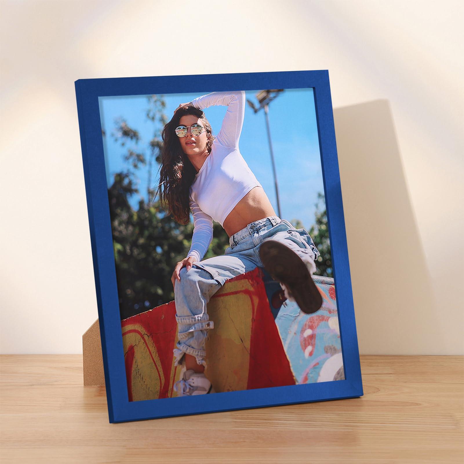 Vittanly 11x14 Picture Frame, Engineered Wood with Shatter Resistant Plexiglass, Display Pictures 8x10 with Mat or 11x14 without Mat, Photo Frame for Wall or Table Top Display, Blue, 1 Pack - Image 9
