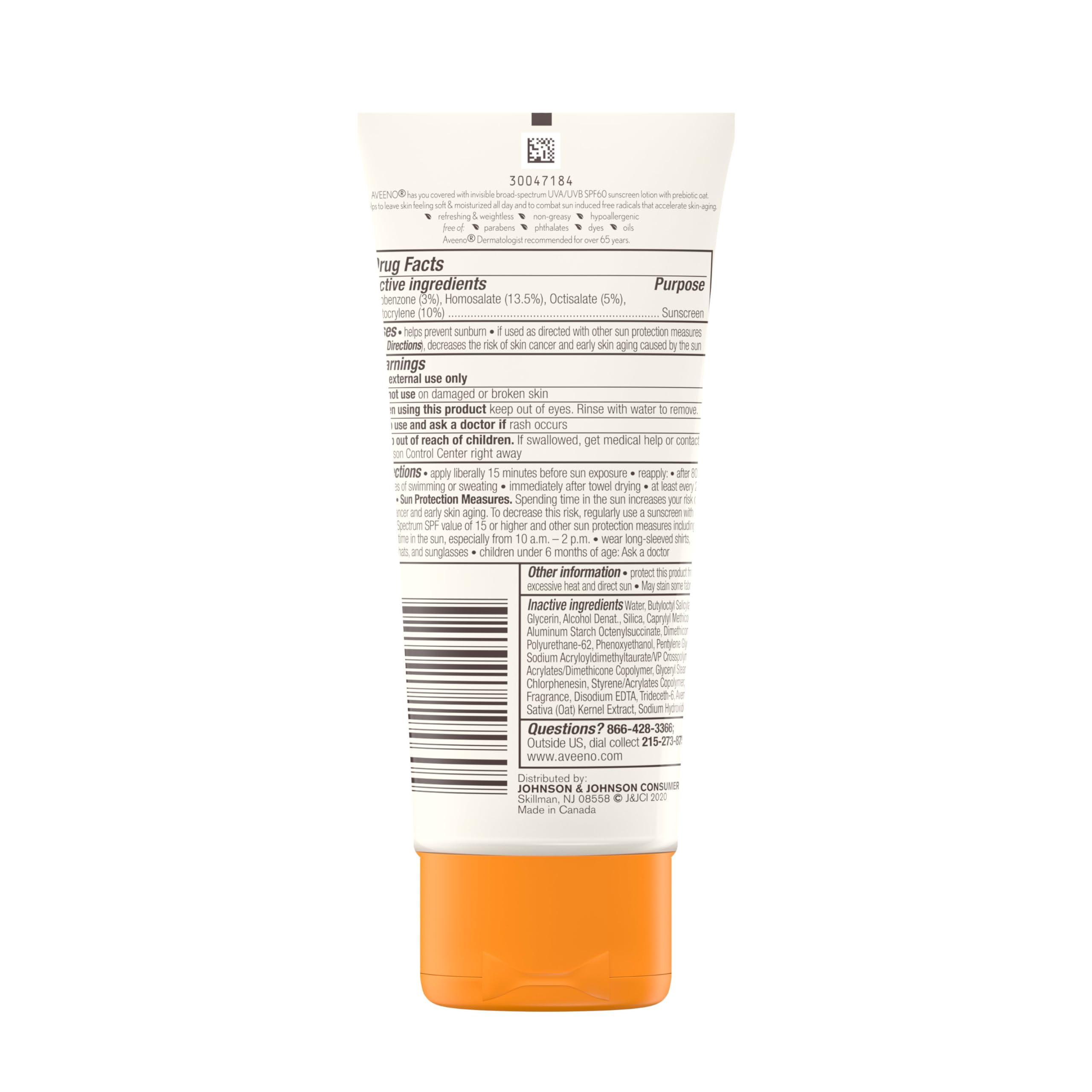 Aveeno Protect + Hydrate Moisturizing Body Sunscreen Lotion with Broad Spectrum SPF 60 & Prebiotic Oat, Weightless & Refreshing Feel, Paraben-Free, Oil-Free, Oxybenzone-Free, 3.0 fl. oz - Image 6