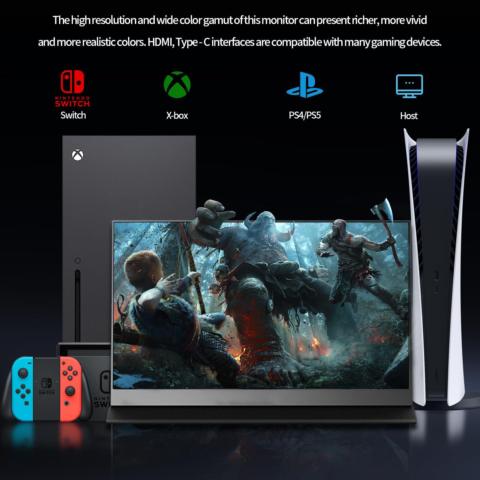 StarXnDa Portable-Monitor-14inch, 2560 * 1600p 2.5K Portable Gaming Monitor 144Hz Ultra-Slim 400Nits 100% sRGB HDR Portable Laptop Monitor with USB Type C HDMI Port Dual-Speakers - Image 5