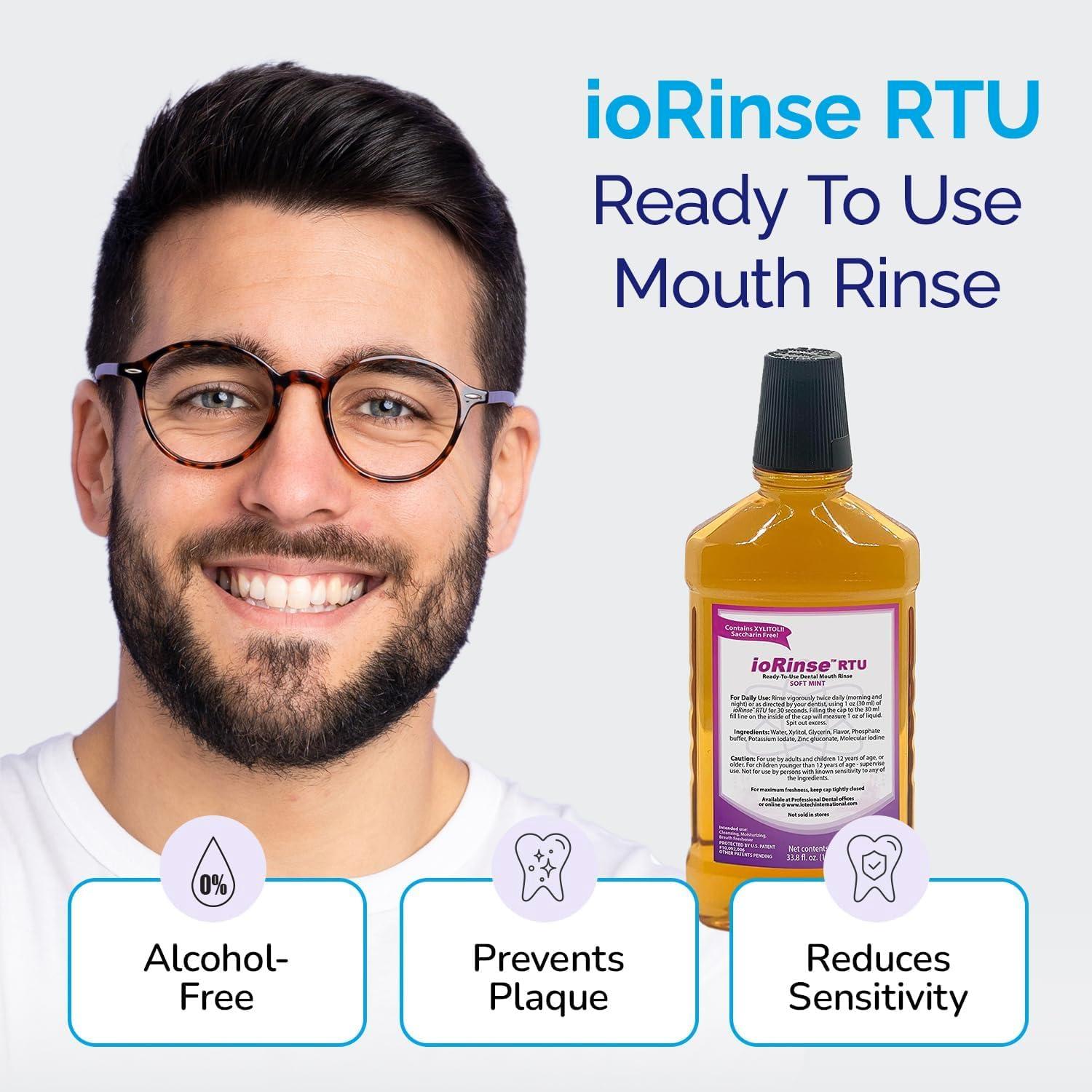 ioRinse Ready-to-Use (RTU) Mouthwash for Fresher Breath, Halitosis Relief, Alcohol-Free, Fluoride-Free and a Professional Clean, Original ioRinse RTU Mouth Wash, Zero Alcohol - Soft Mint Flavor, 1L - Image 3