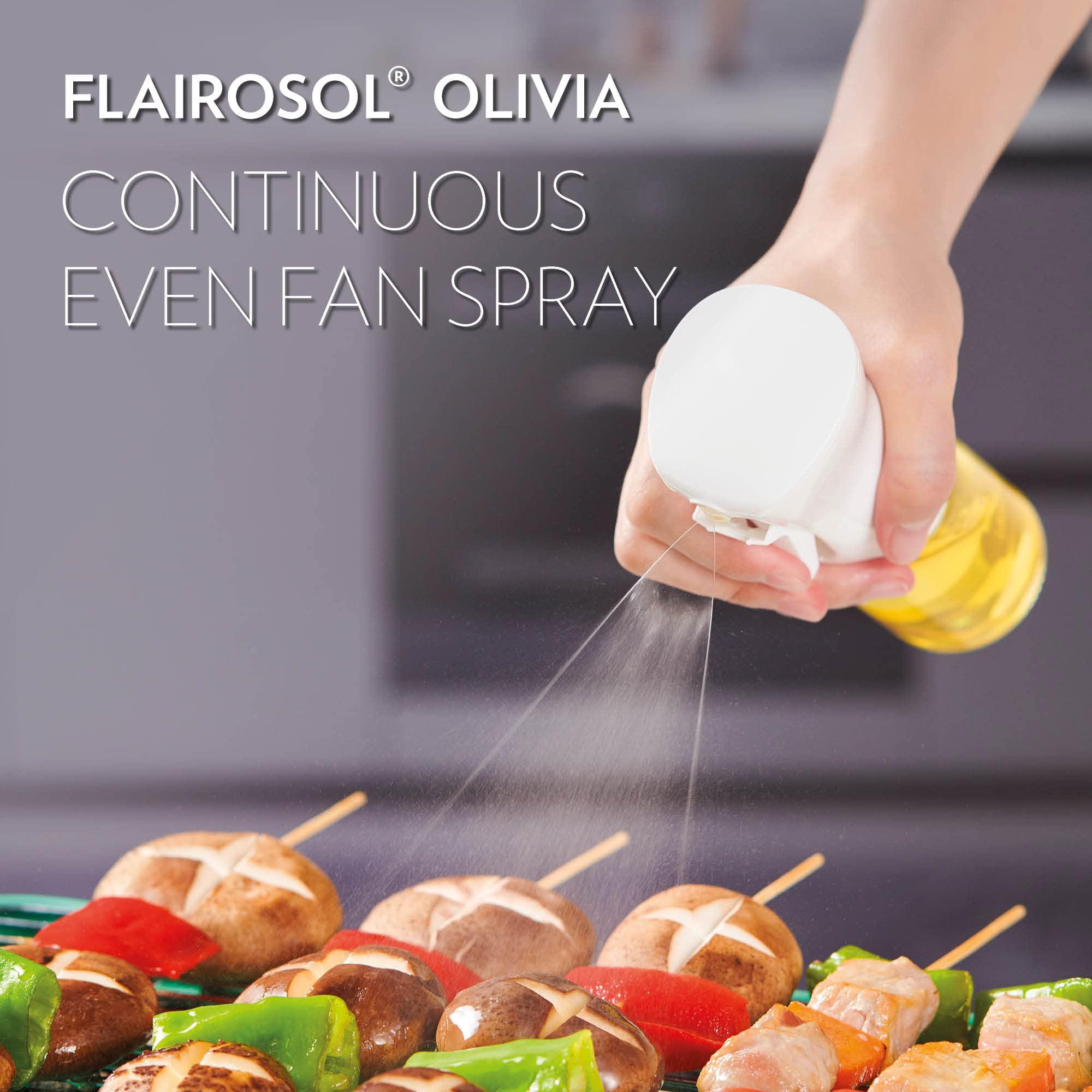 FLAIROSOL OLIVIA. The Original Advanced Oil Sprayer for Cooking, Salads, BBQs and More, Continuous Spray with Portion Control, Trusted by Chefs. Patented Technology. (Glass Bottle) (Golden Leaves) - Image 3