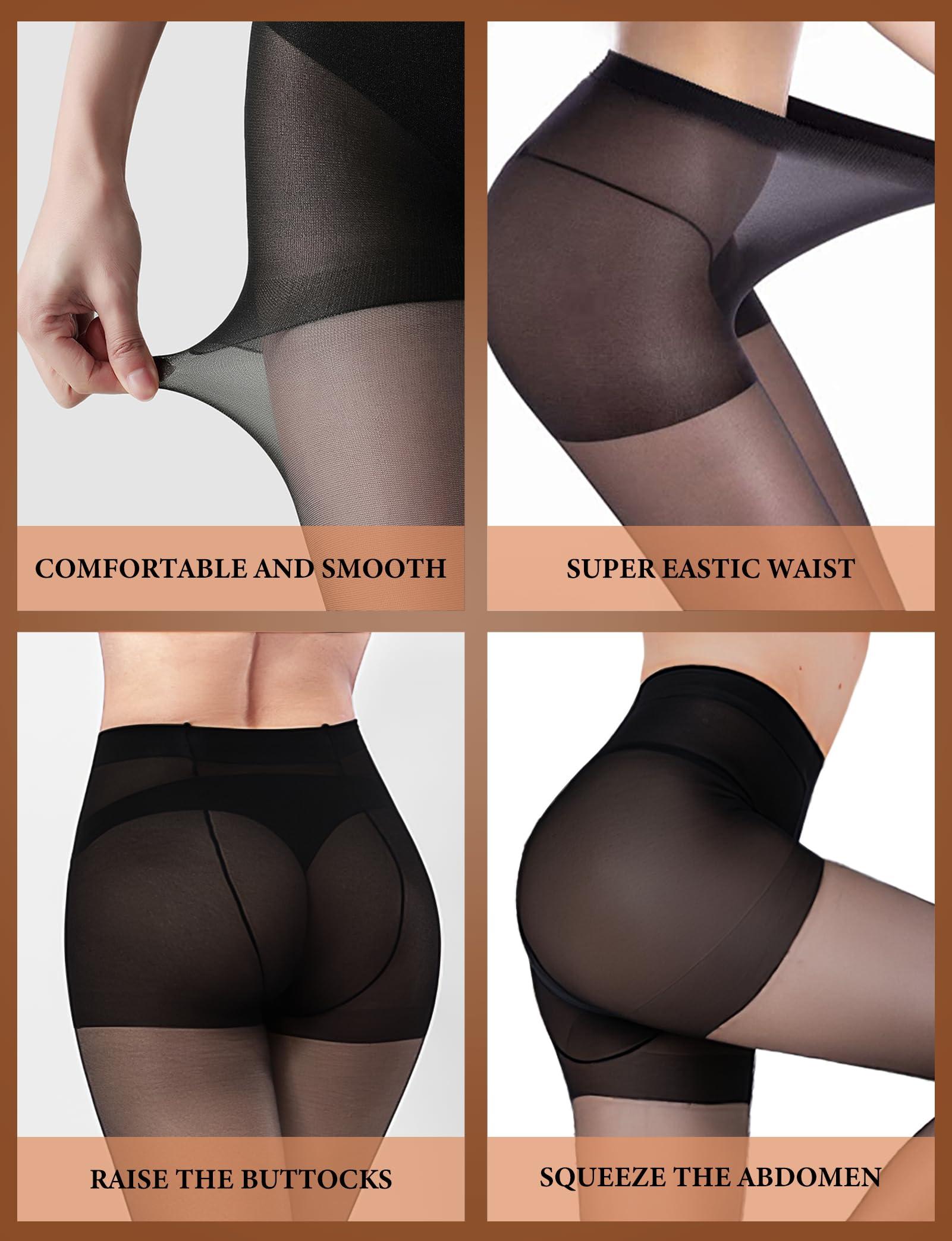 Buauty 2 Pairs Sheer Black Tights for Women -20D High Waist women's Pantyhose,Plus Size Nylon Stockings - Image 4