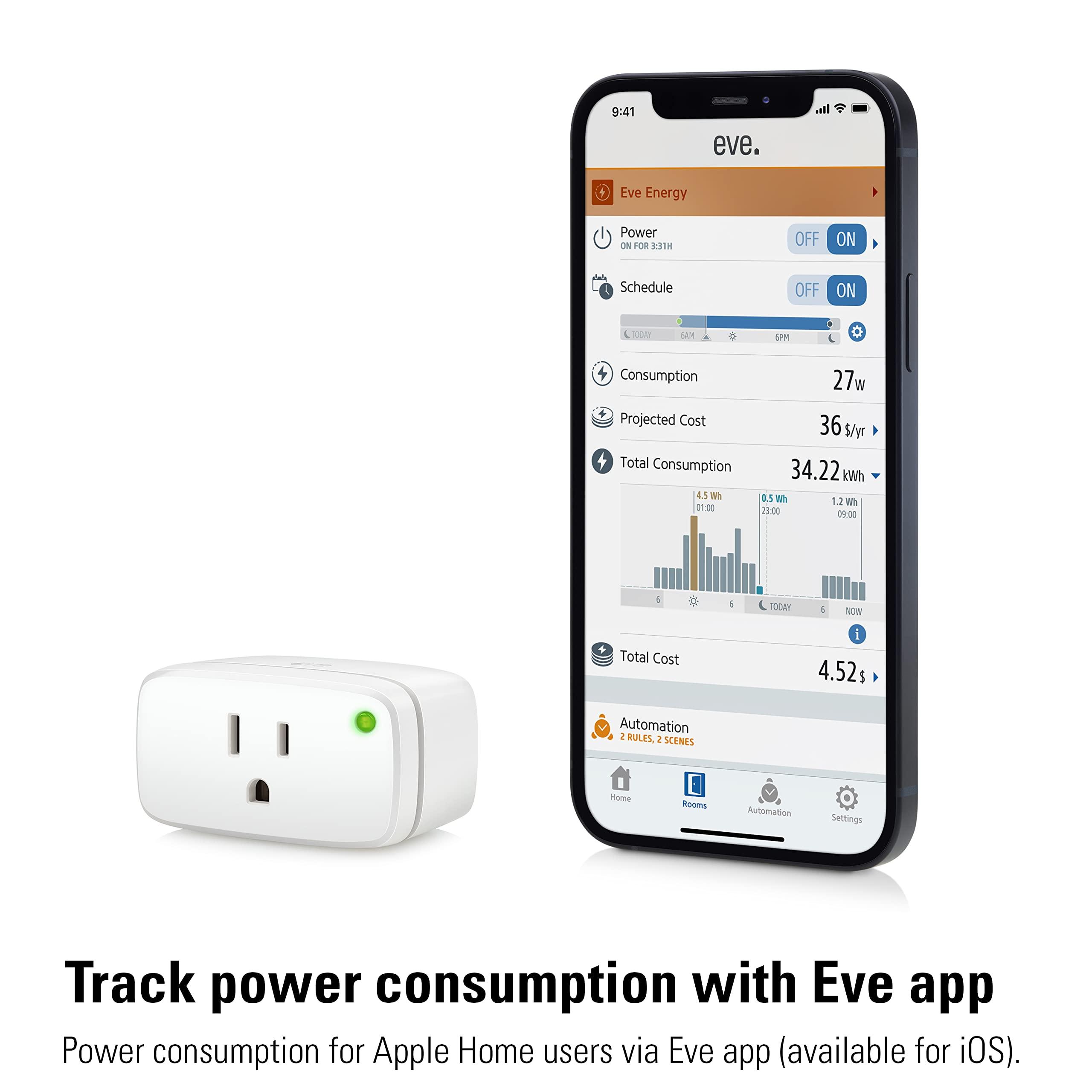 Eve Energy (Matter) - Smart Plug, App and Voice Control, 100% Privacy, Matter Over Thread, Works with Apple Home, Alexa, Google Home, SmartThings - Image 6