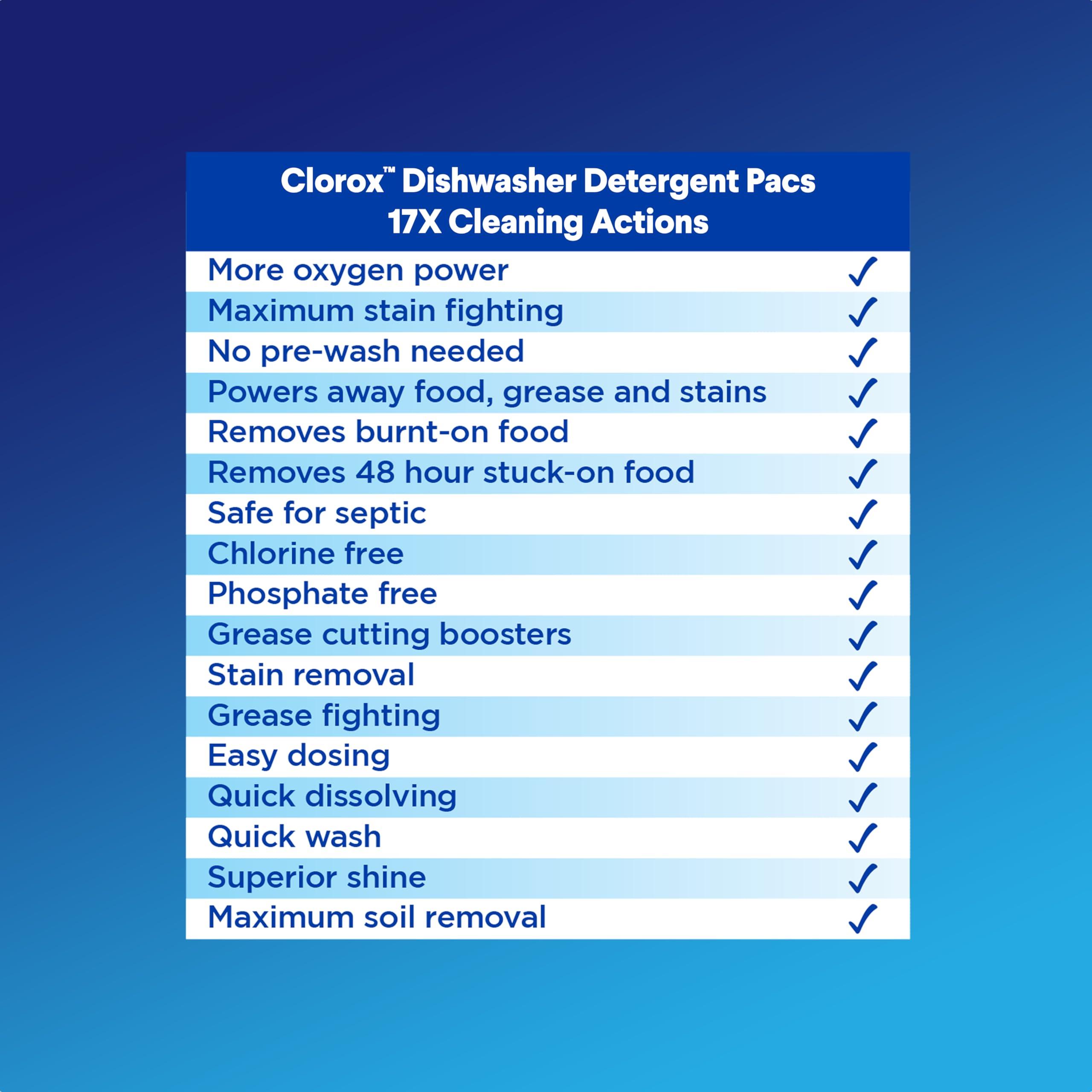 Clorox Ultra+ Dishwasher Detergent Pacs, 60 Count, Stain Fighting, No Prewash Needed, Removes Burnt-on Food, Crisp Lemon Scent Pods - Packaging May Vary - Image 3
