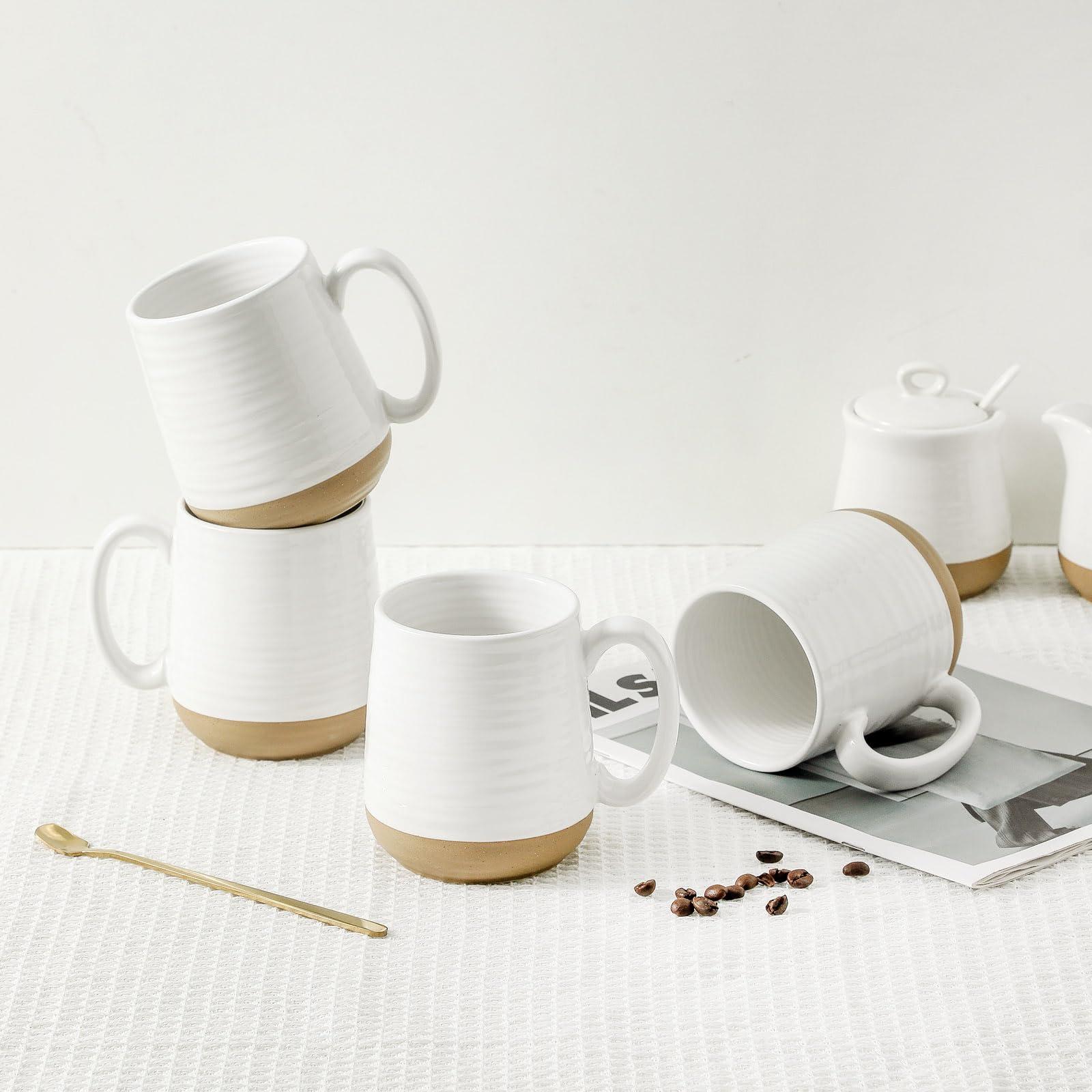 Hasense Coffee Mugs Set of 4, 15 oz Ceramic Coffee Cups with Comfortable Handle, Large Tea Cups for Coffee, Soup, Latte, Mug Set Gift for Wedding, Microwave and Dishwasher Safe, White - Image 6