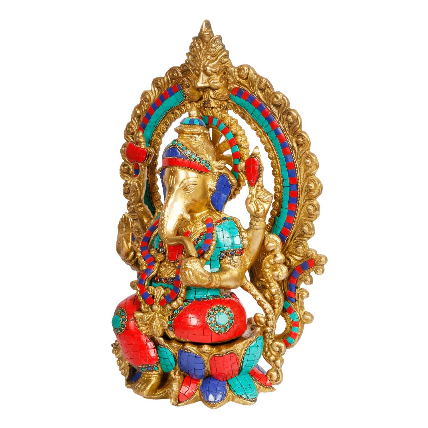 Amilav Collections Brass Ganesha Bhagwan Big Mangalkari Ganesh Statue for Home Entrance Decor Ganpati Idol Murti Marriage Gift 15 Inches - Image 5