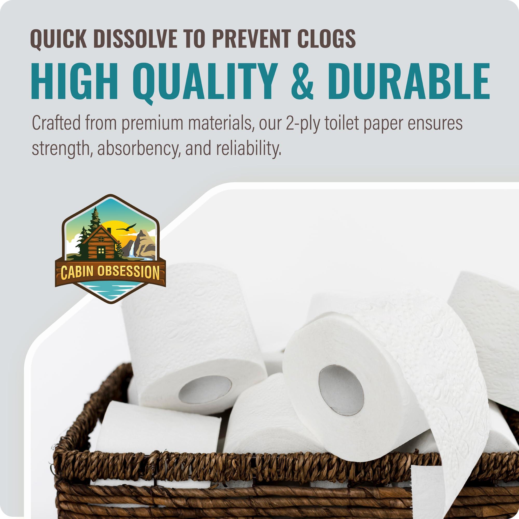 RV Toilet Paper - 12 Pack Septic Safe Toilet Paper 2-Ply Quick Dissolving Camper Toilet Paper Septic Safe to Prevent Clogs - Perfect for Automotive RVs, Septic Tank Systems, Boats, and Camping - Image 3